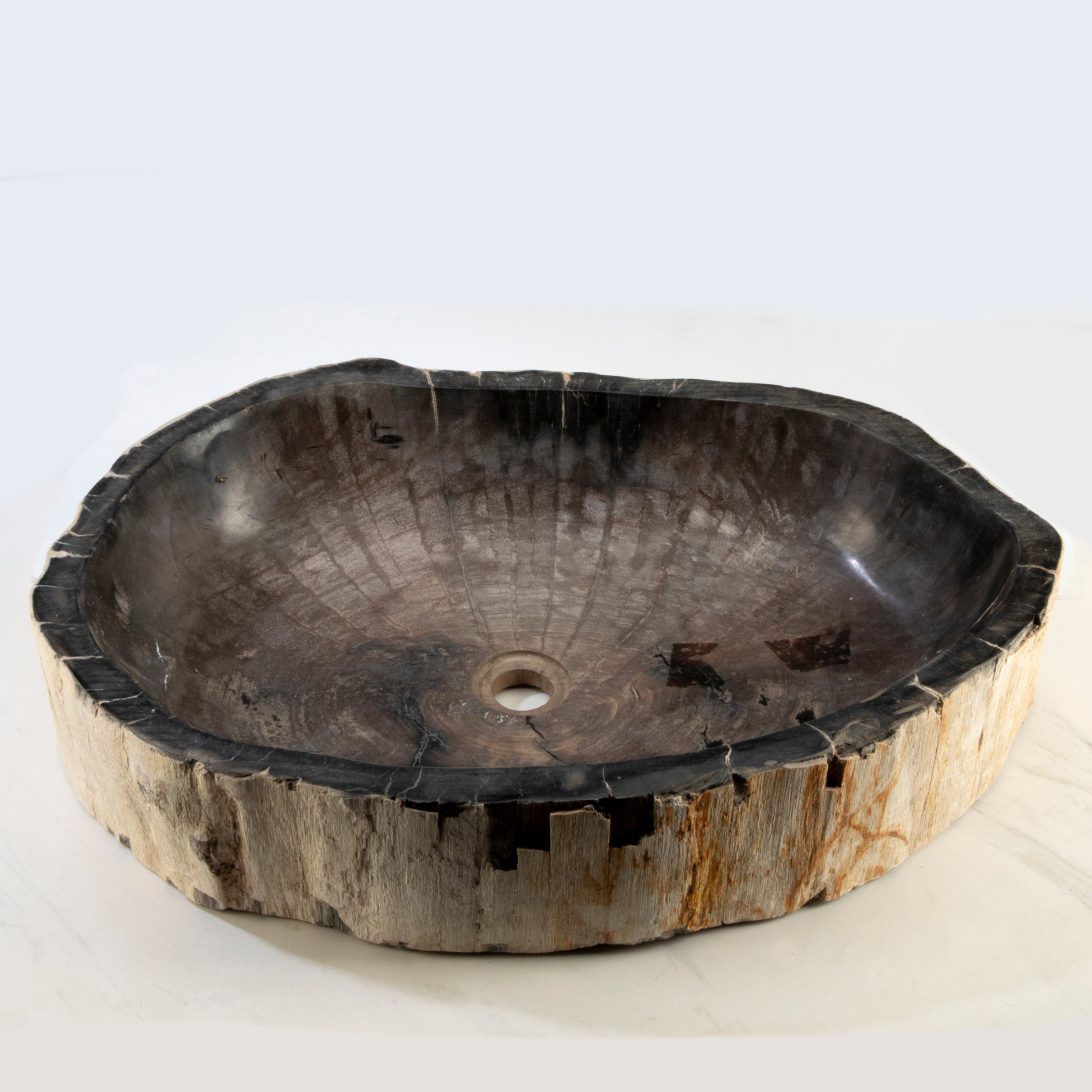 25" Black Petrified Wood Sink Bowl