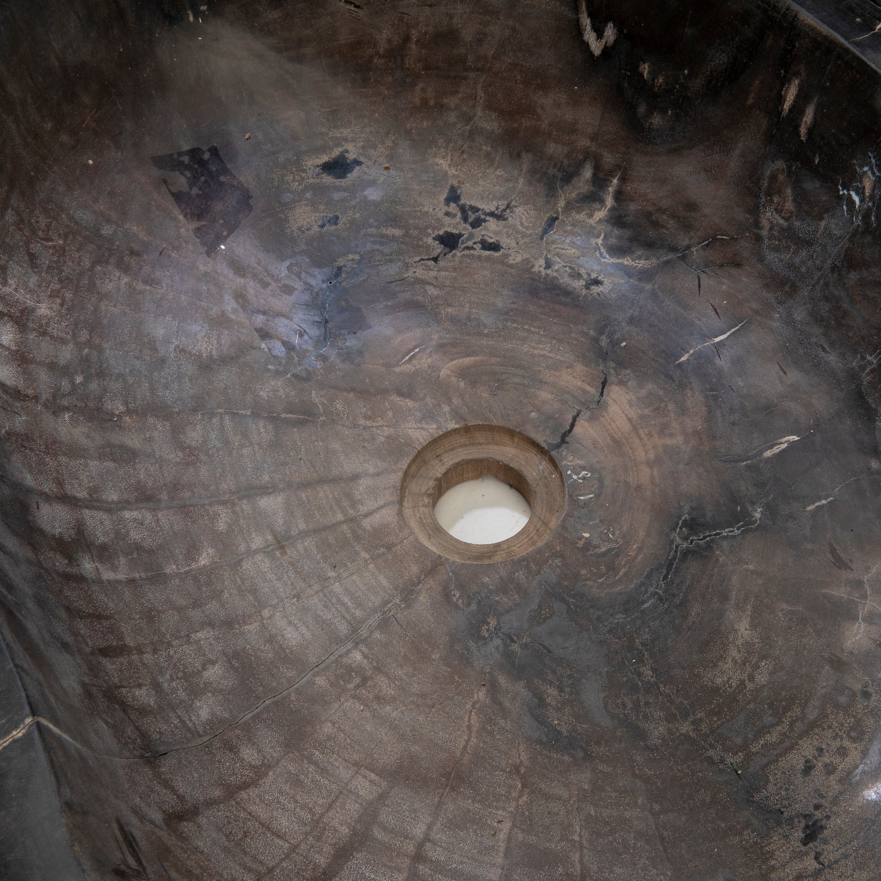 25" Black Petrified Wood Sink Bowl