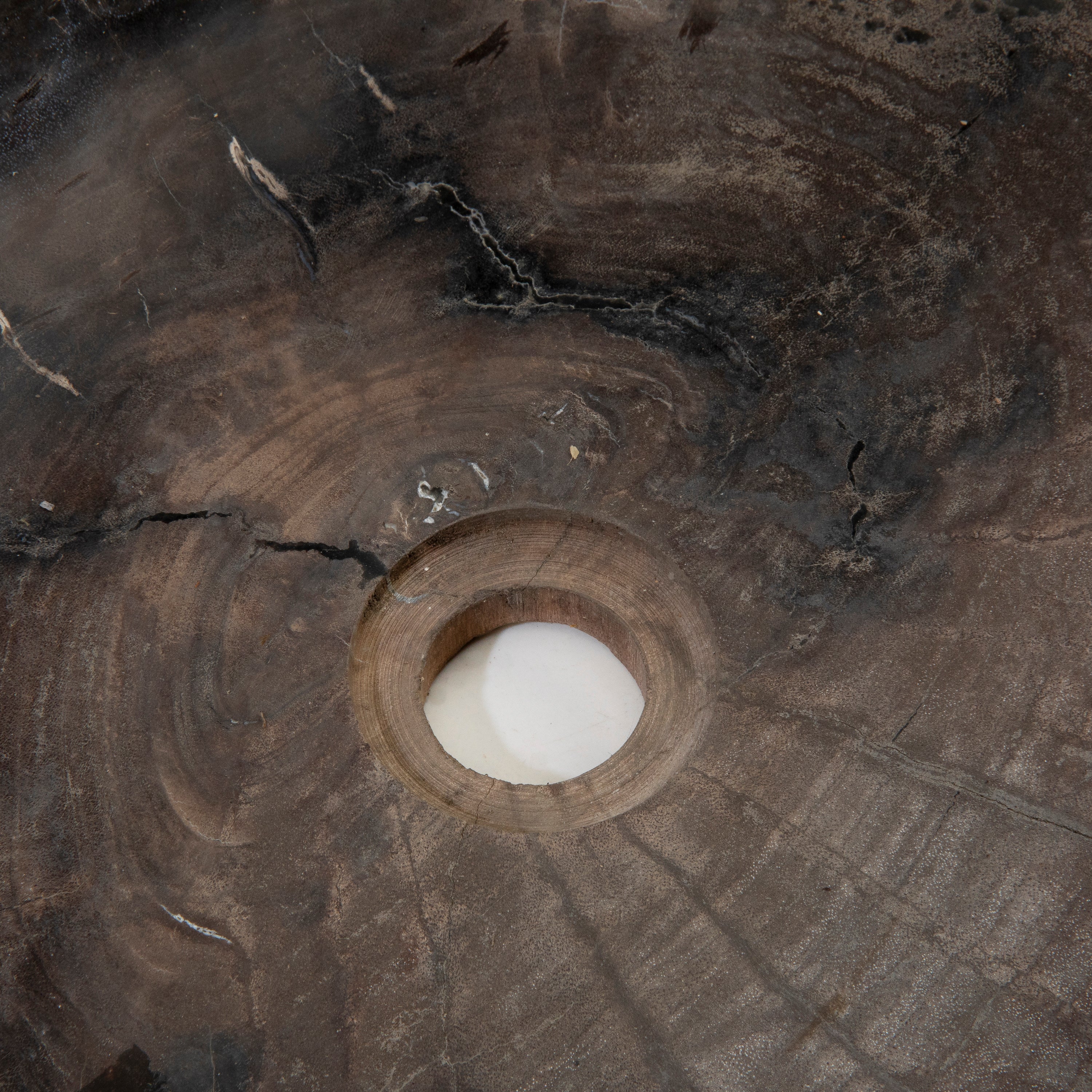 25" Black Petrified Wood Sink Bowl