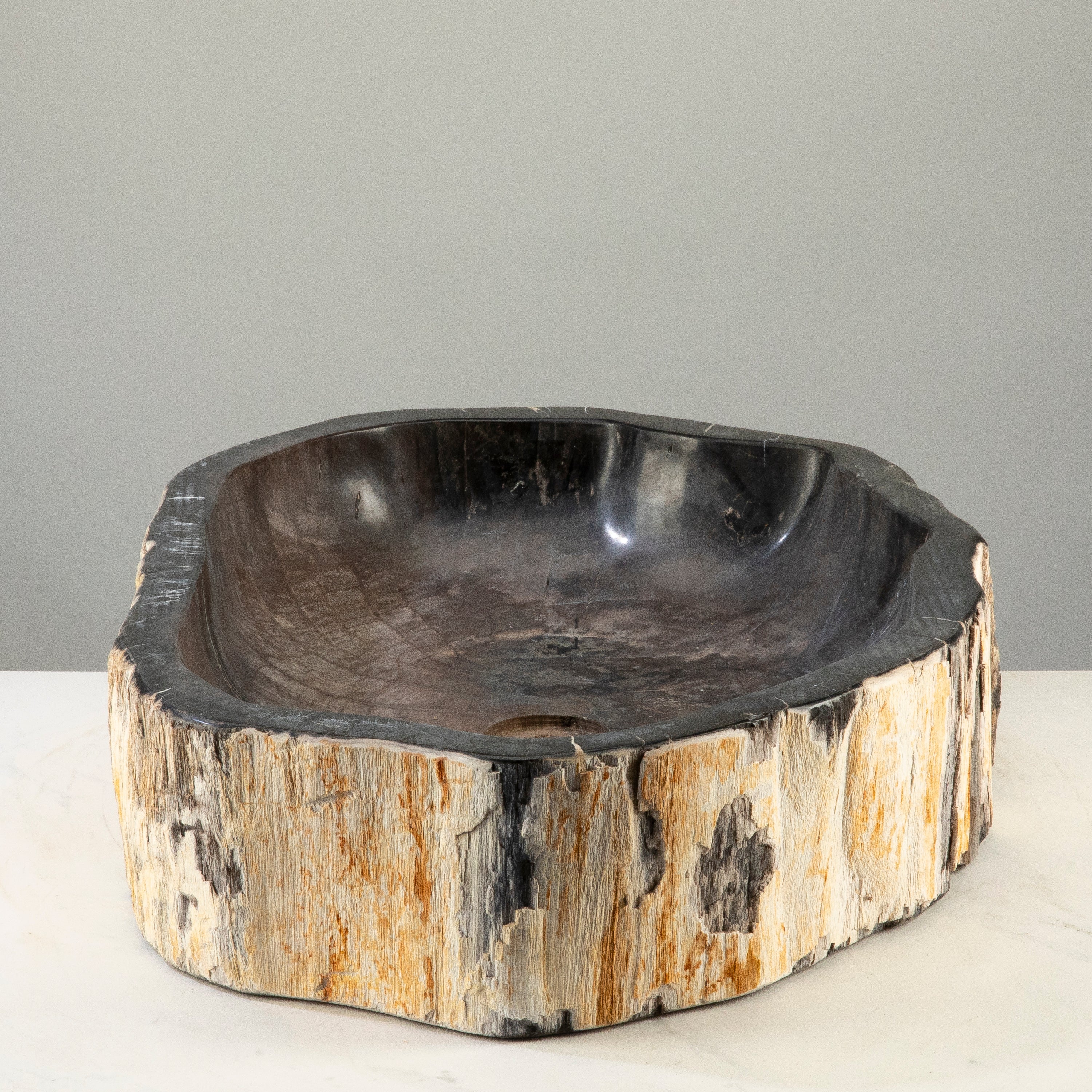 25" Black Petrified Wood Sink Bowl