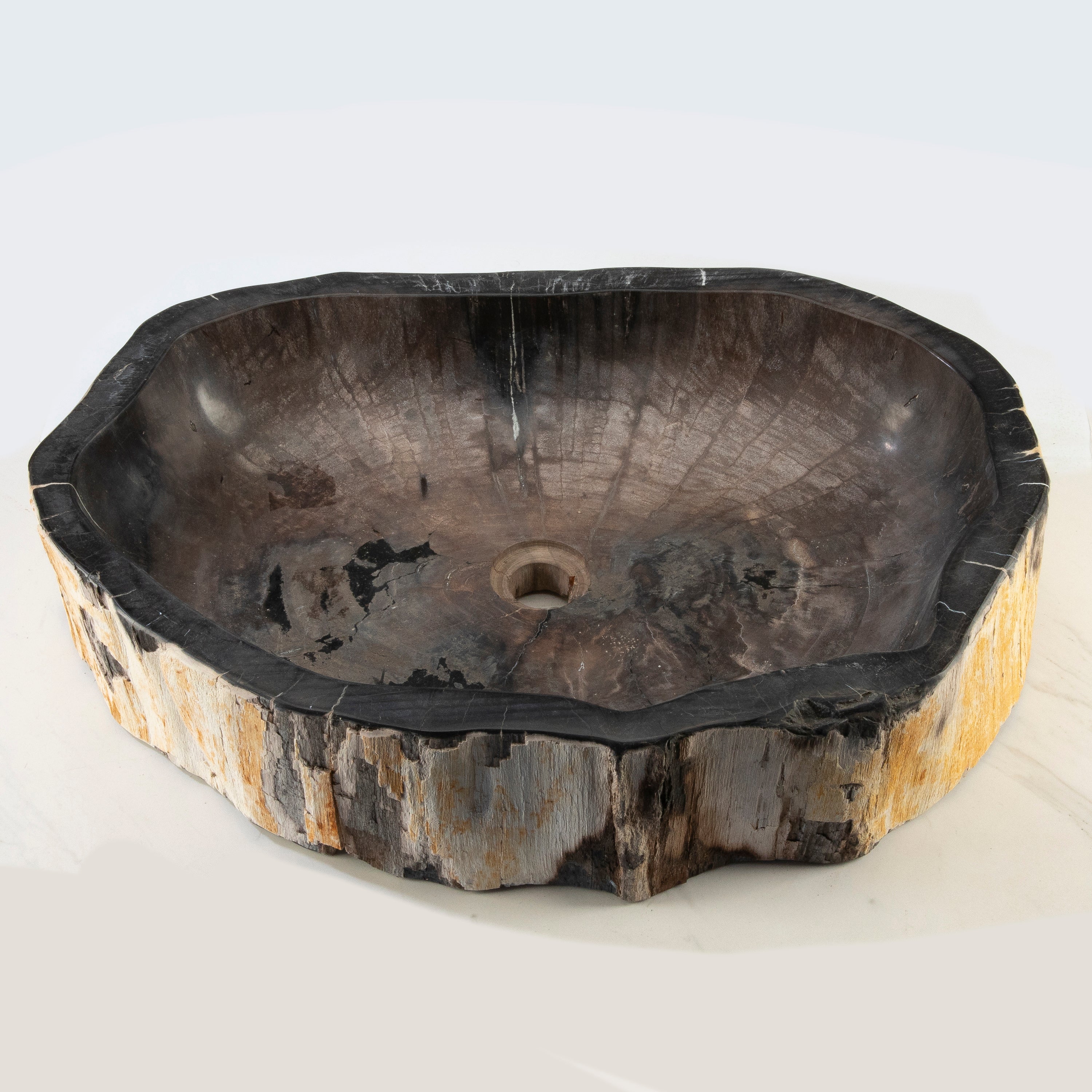 25" Black Petrified Wood Sink Bowl