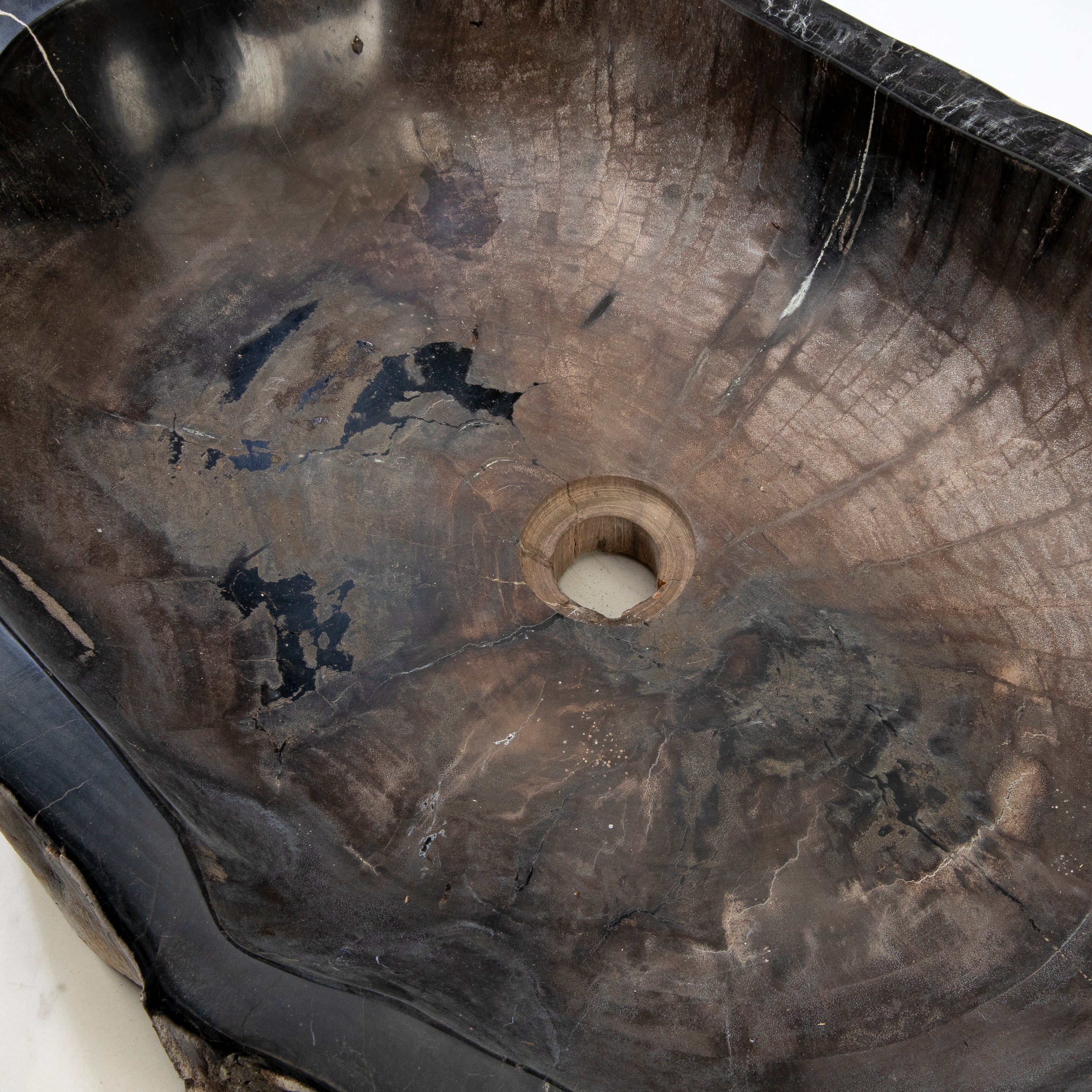 25" Black Petrified Wood Sink Bowl