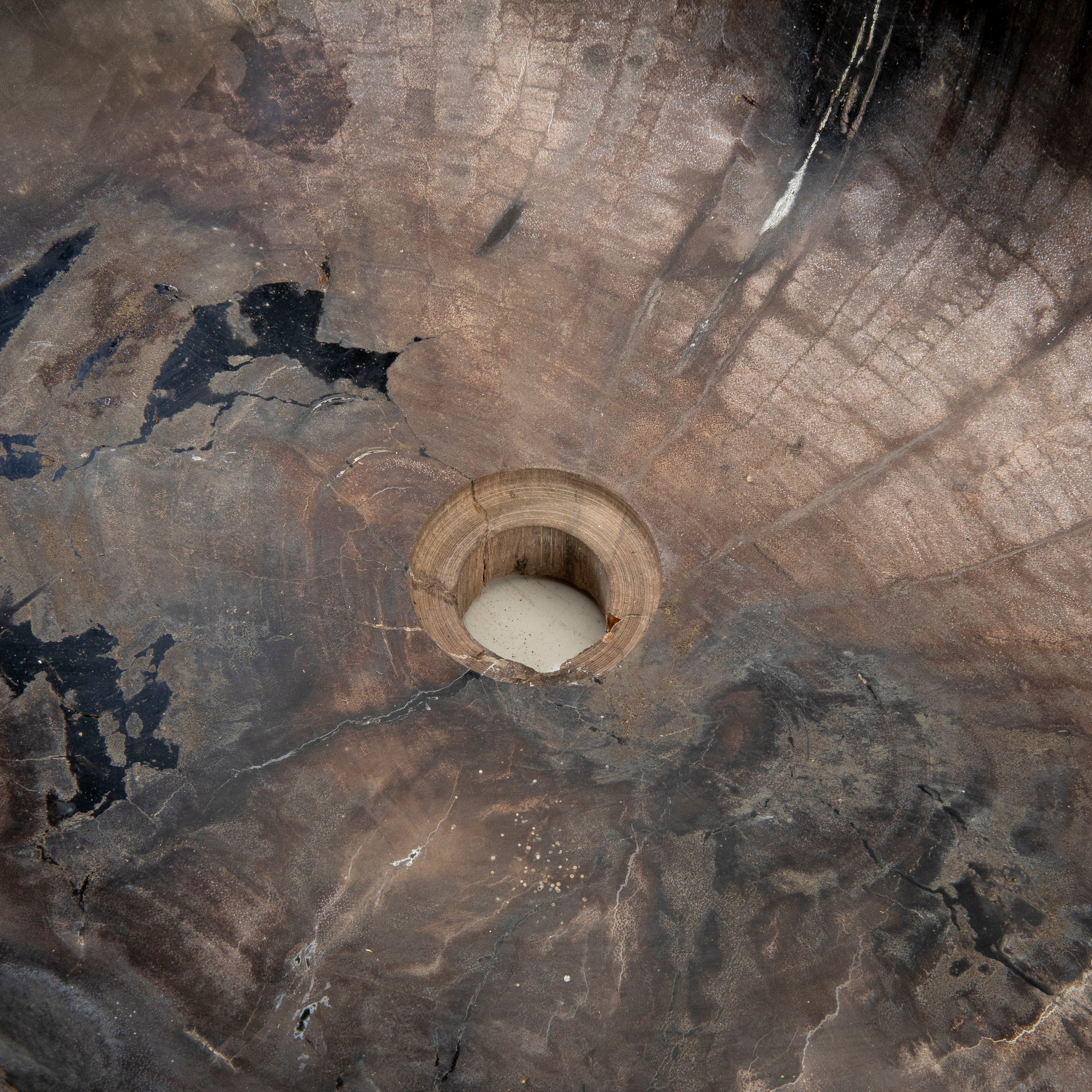 25" Black Petrified Wood Sink Bowl