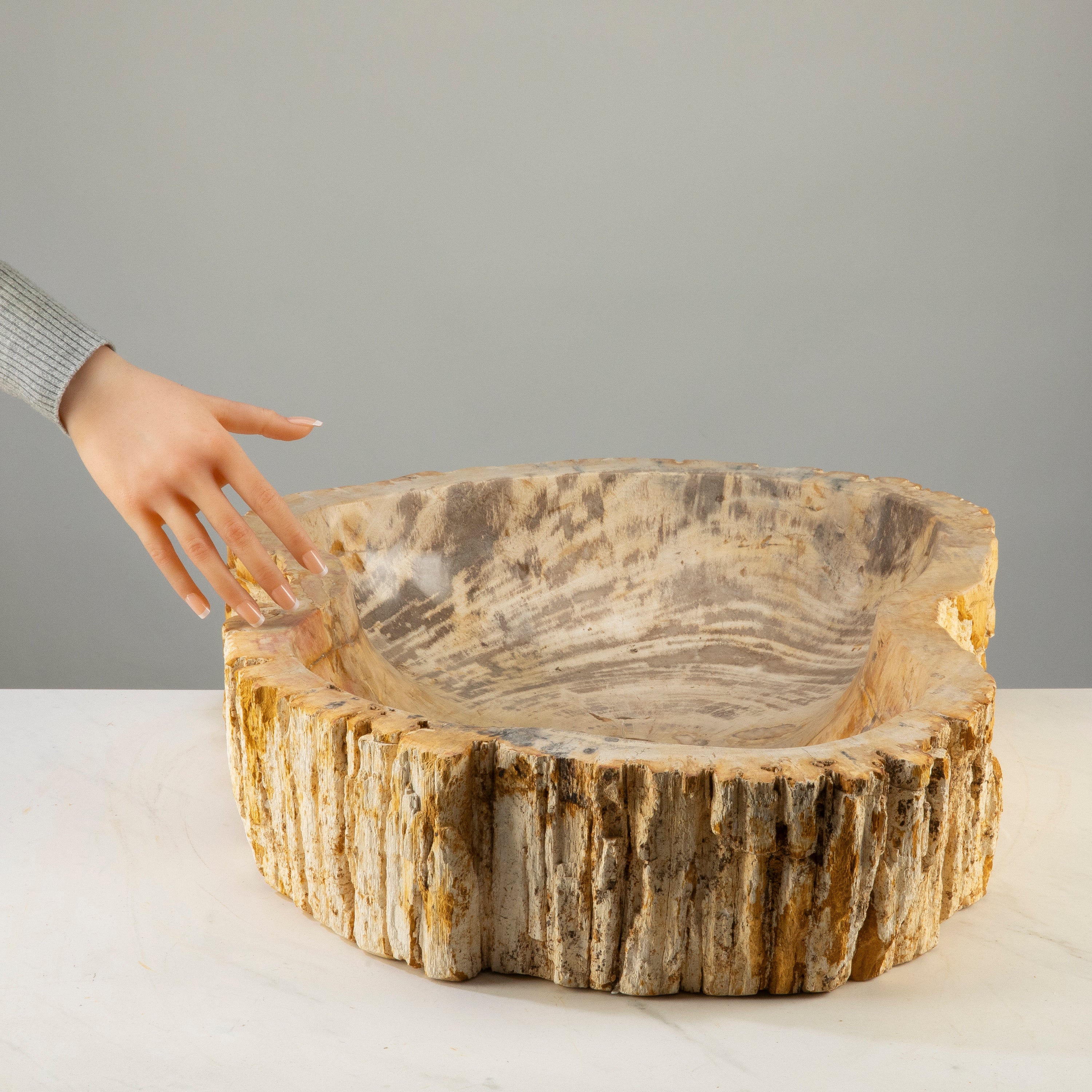 23" Brown Petrified Wood Sink Bowl