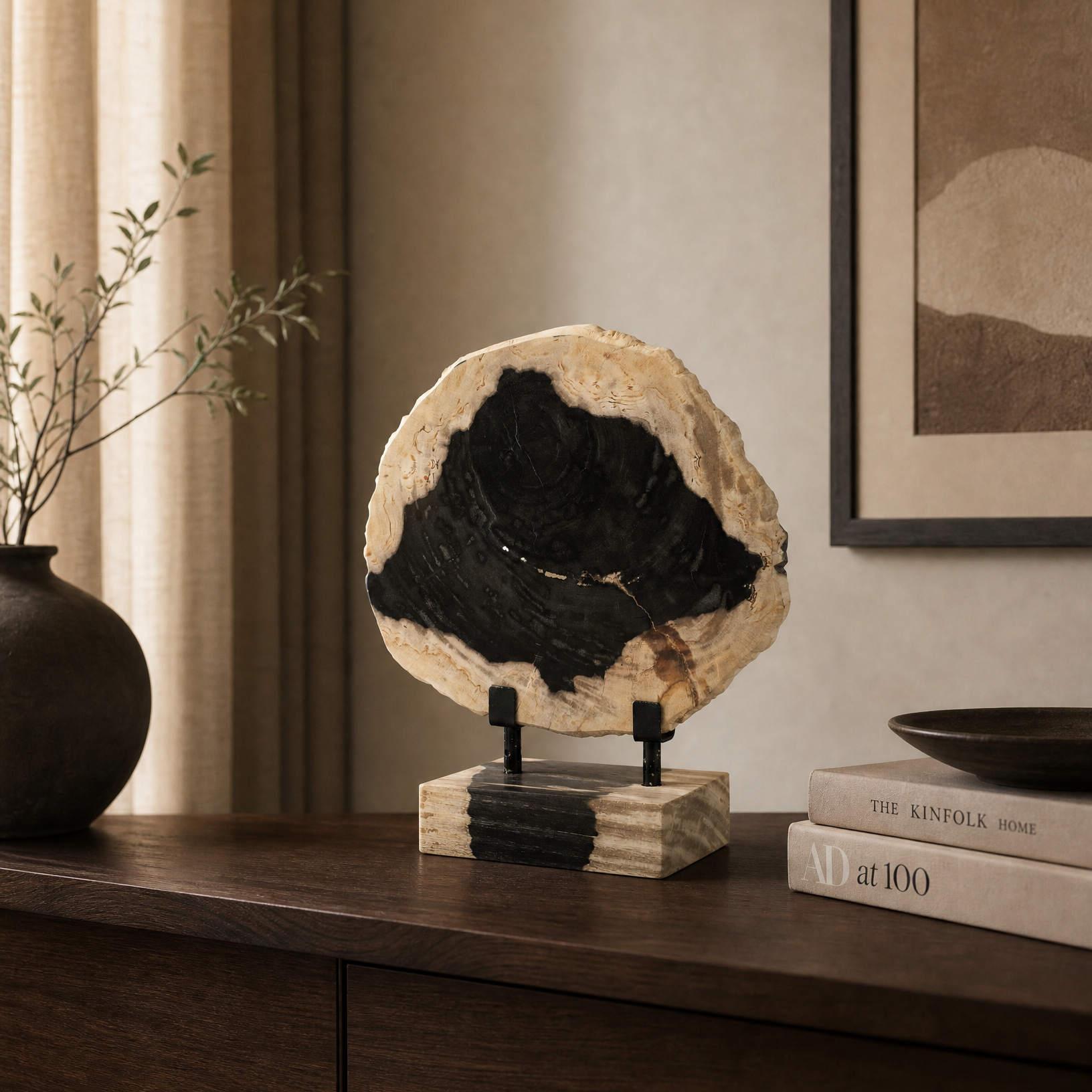 12" Petrified Wood Slice on Stand