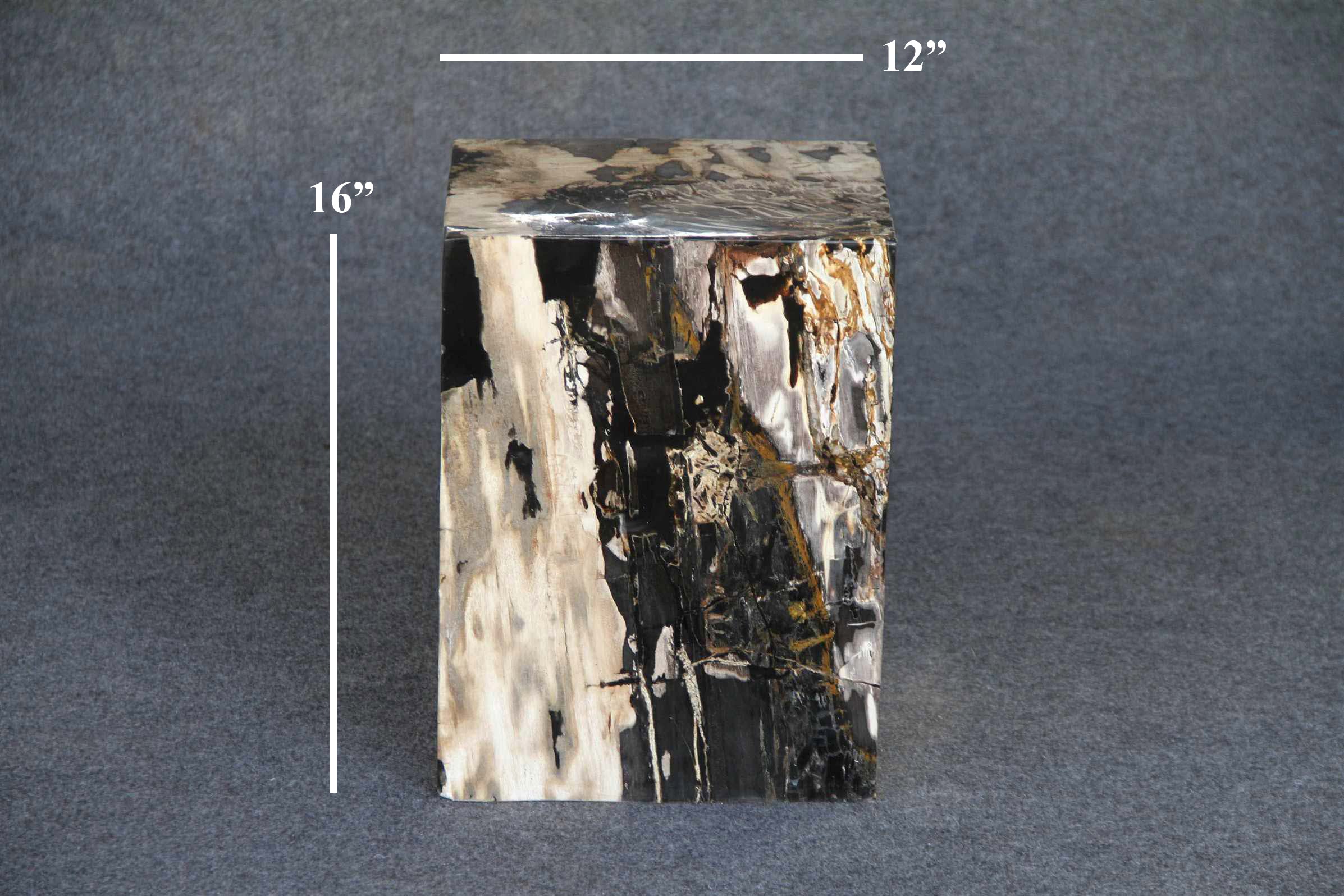 Petrified Wood Square Stump / Stool from Indonesia - 16" / 190 lbs