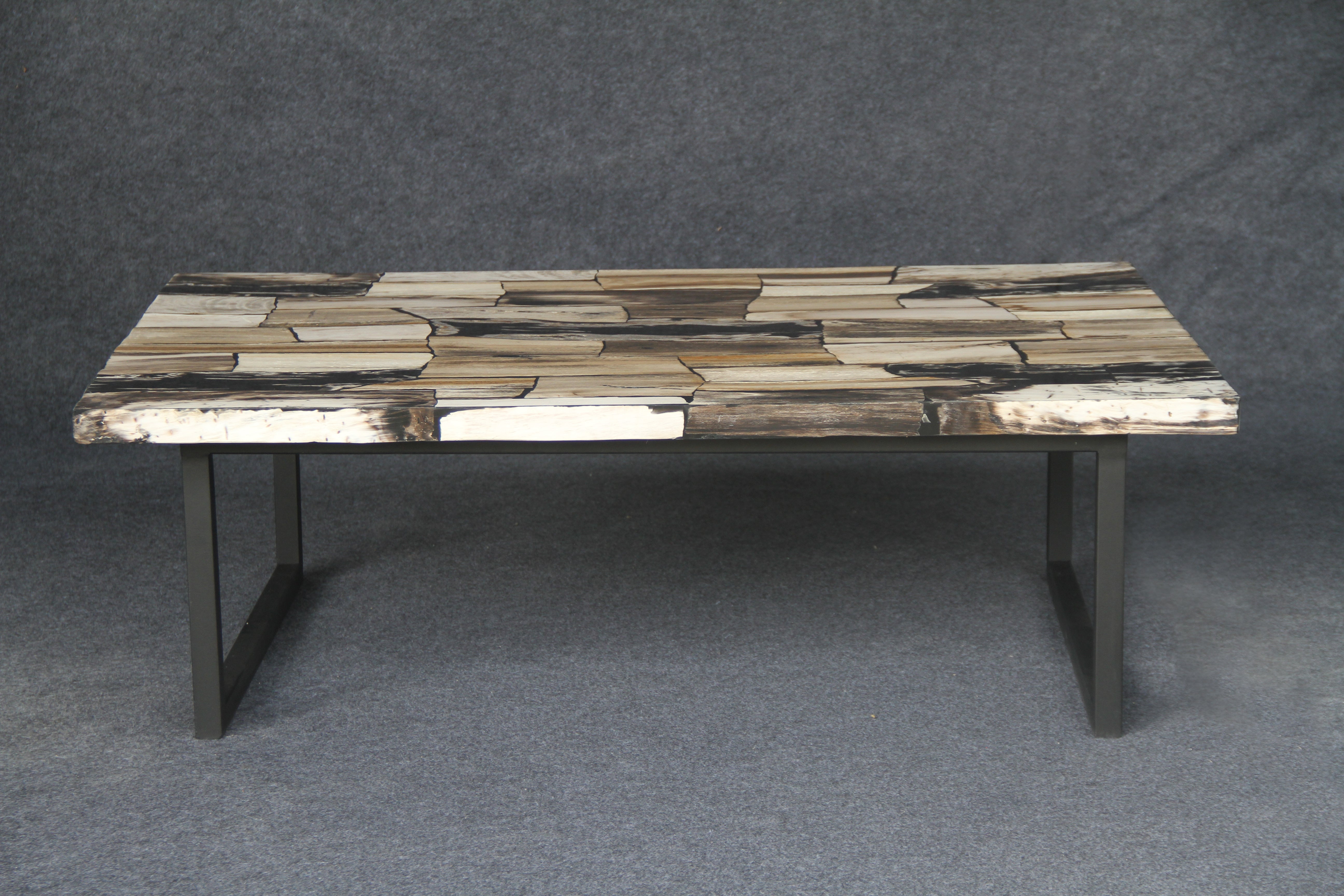 47" Brown Petrified Wood Mosaic Coffee Table