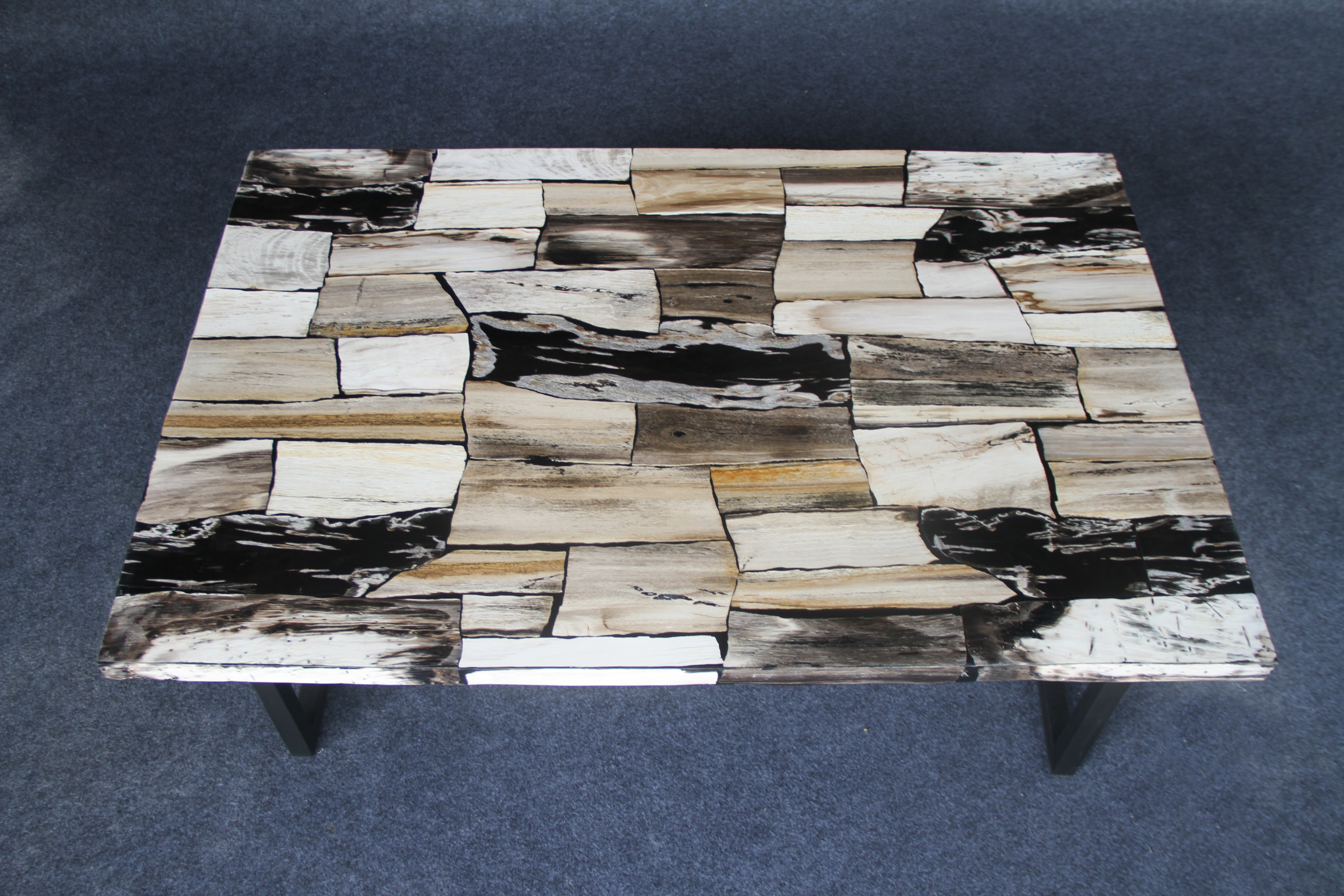 47" Brown Petrified Wood Mosaic Coffee Table