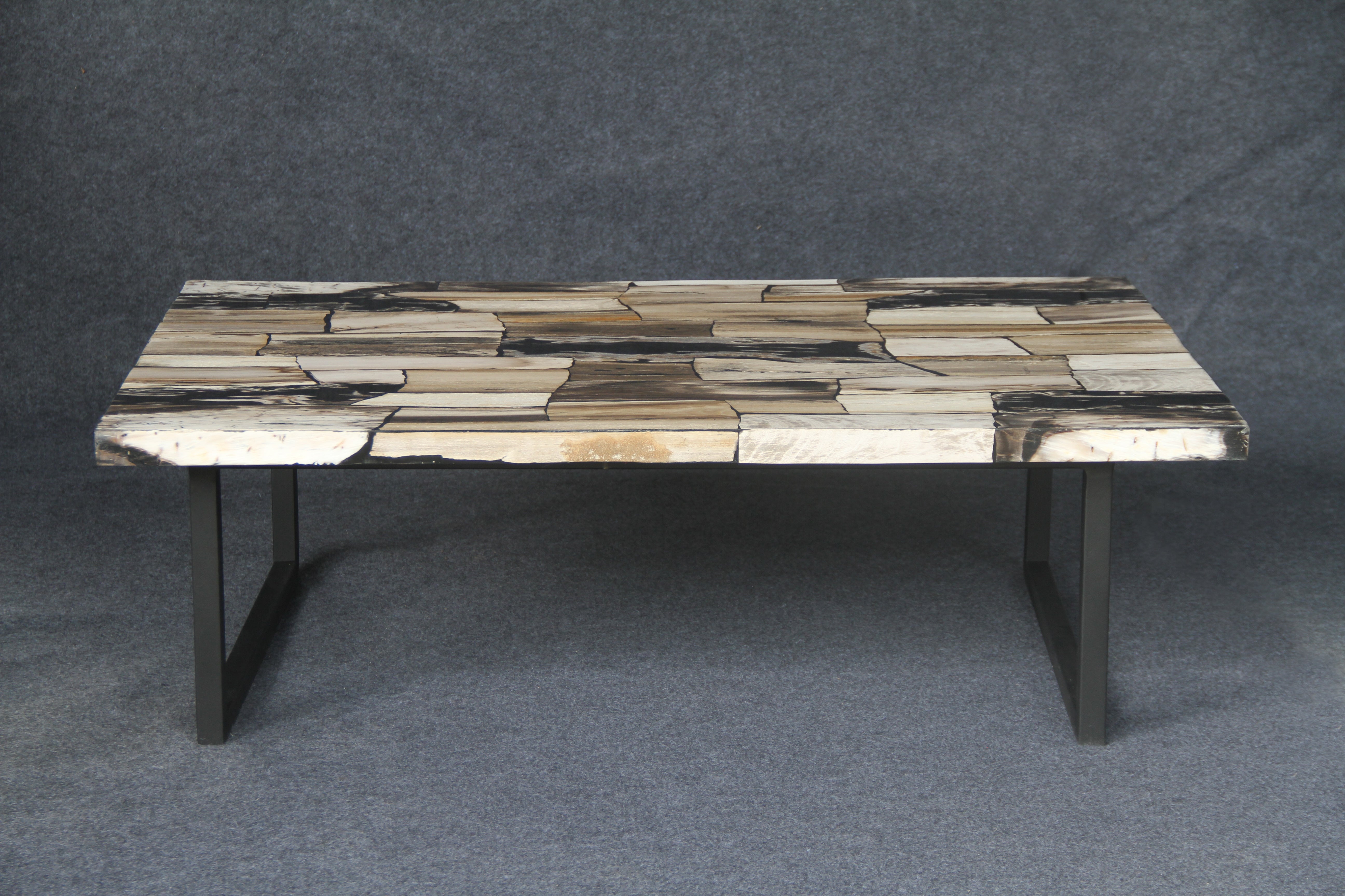 47" Brown Petrified Wood Mosaic Coffee Table