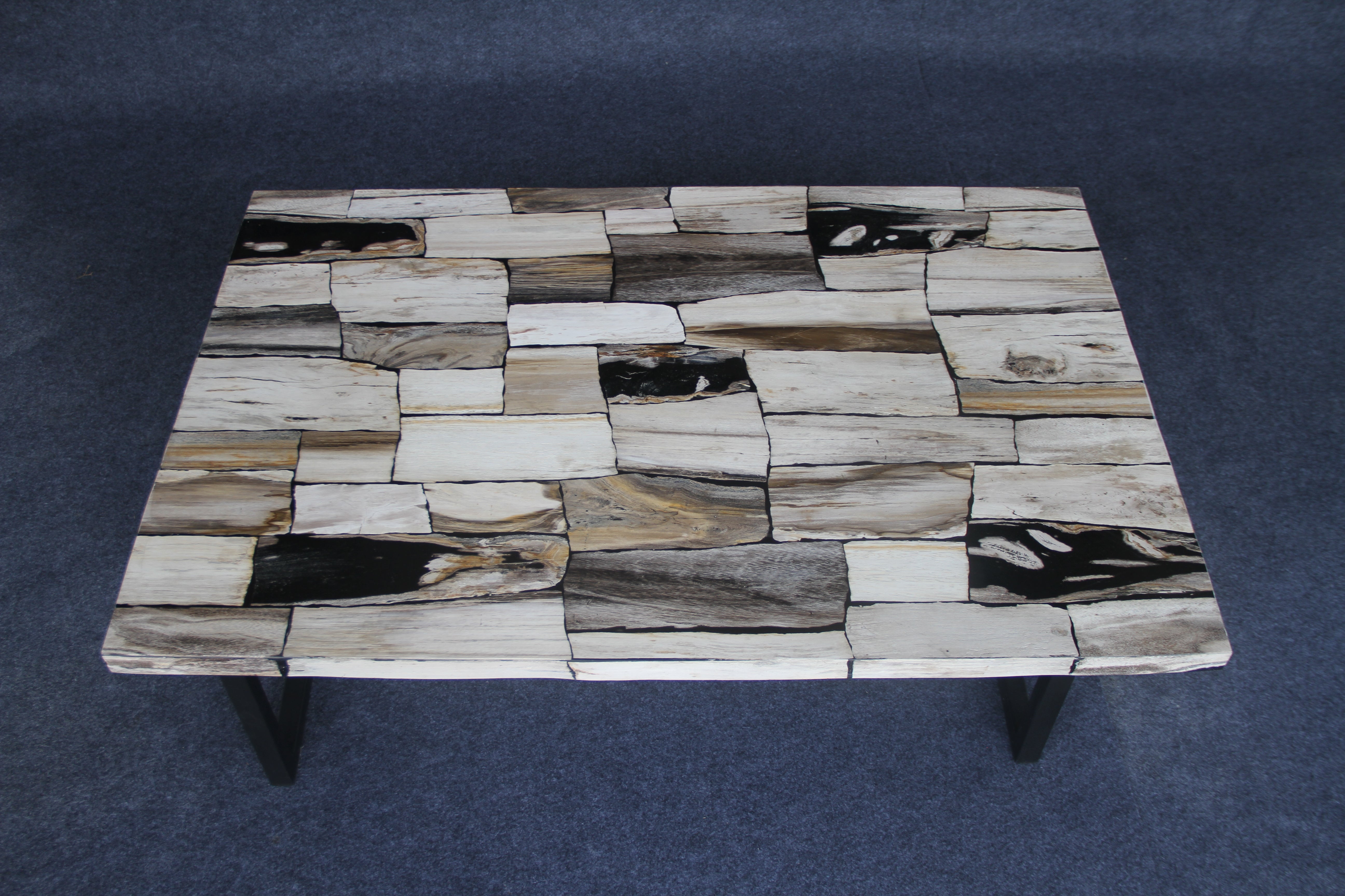 47" Brown Petrified Wood Mosaic Coffee Table