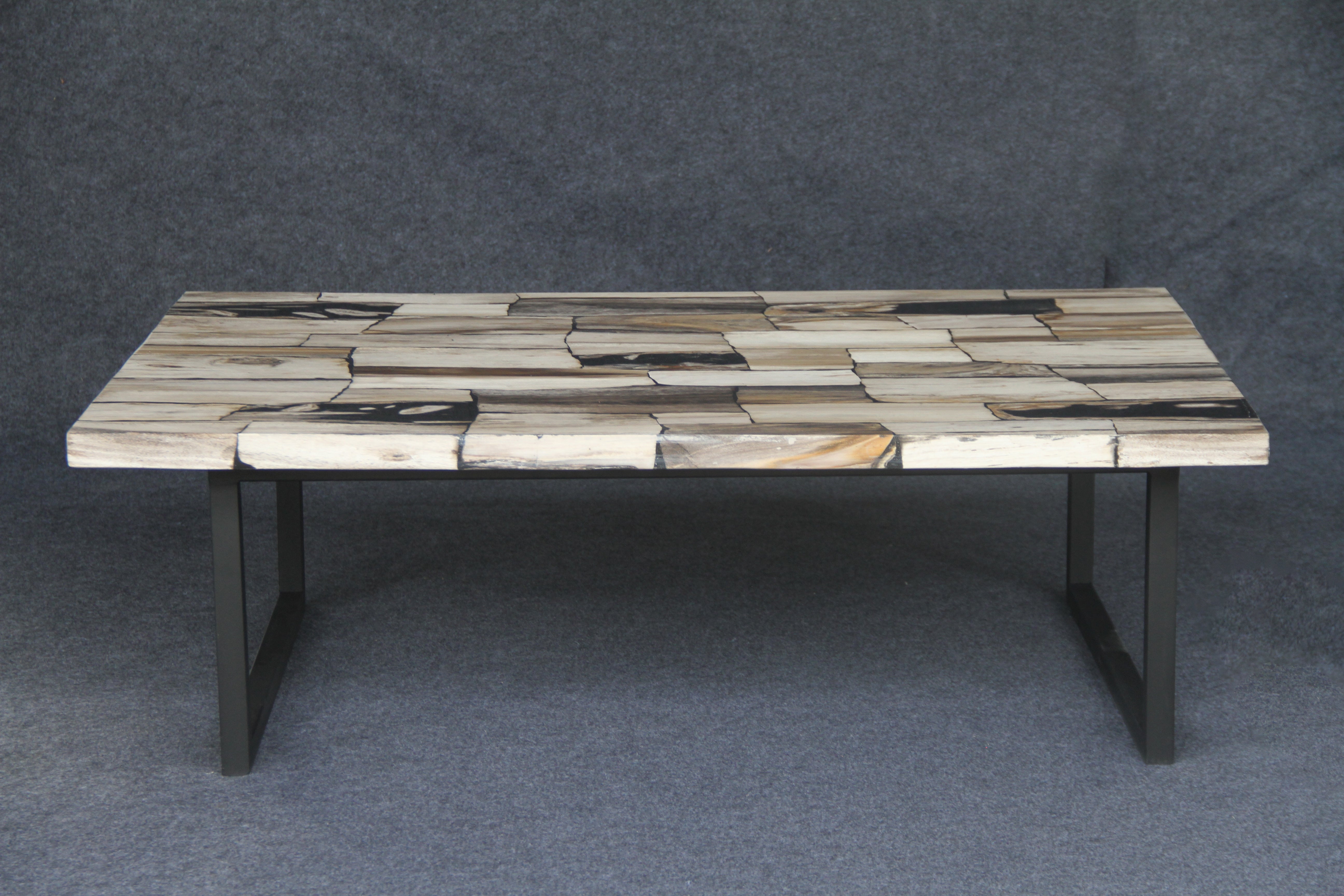 47" Brown Petrified Wood Mosaic Coffee Table