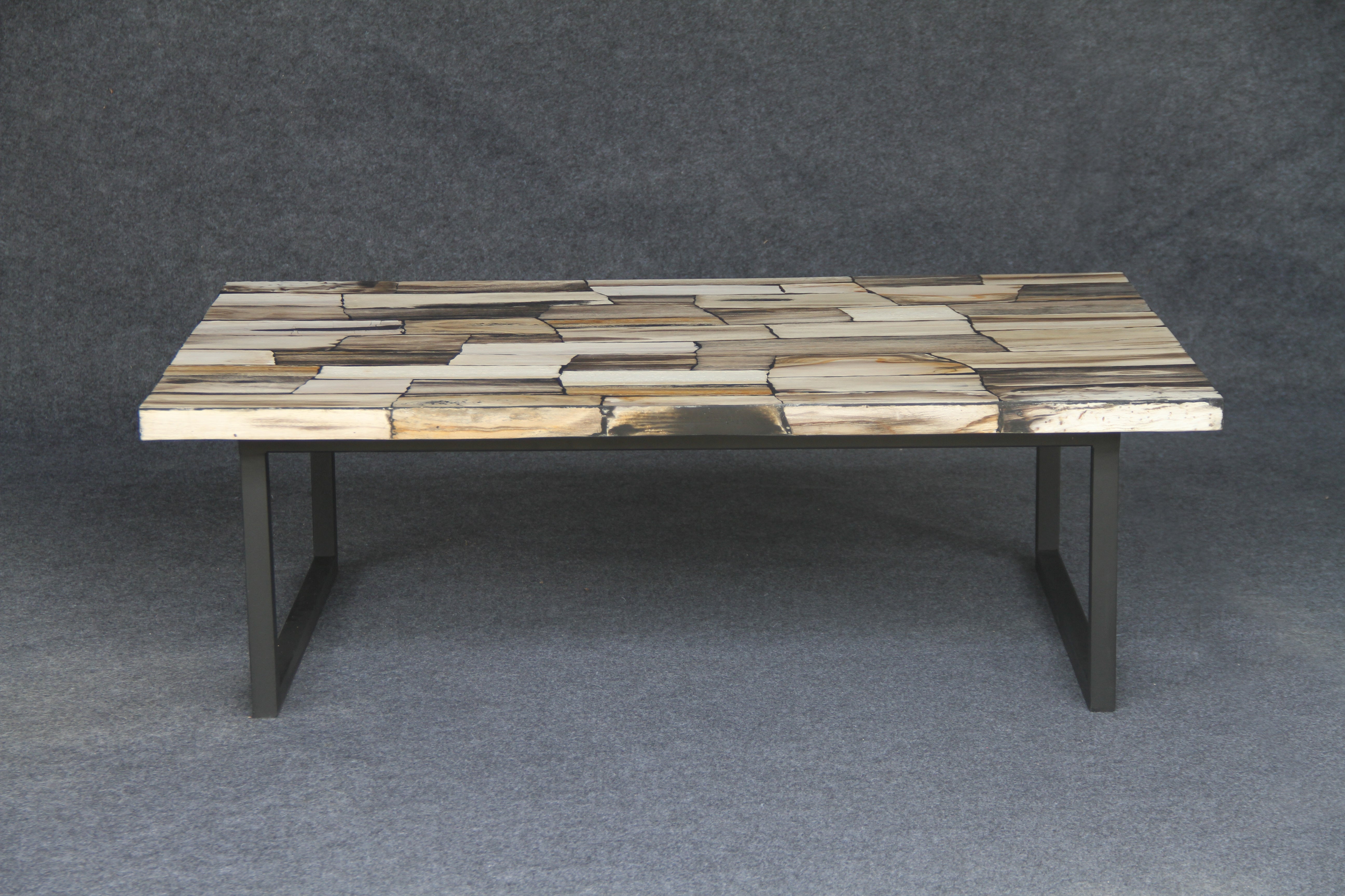 47" Brown Petrified Wood Mosaic Coffee Table