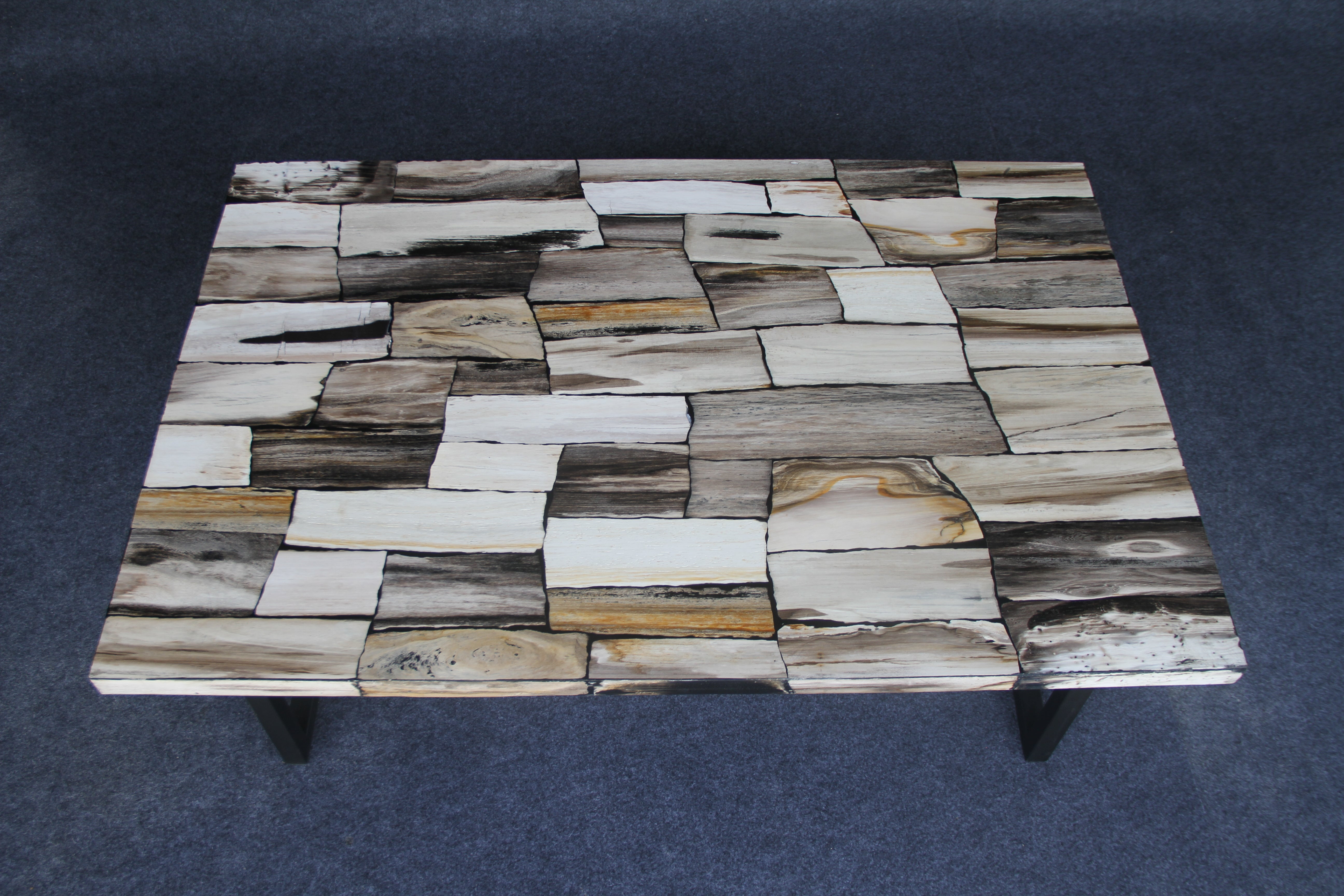 47" Brown Petrified Wood Mosaic Coffee Table