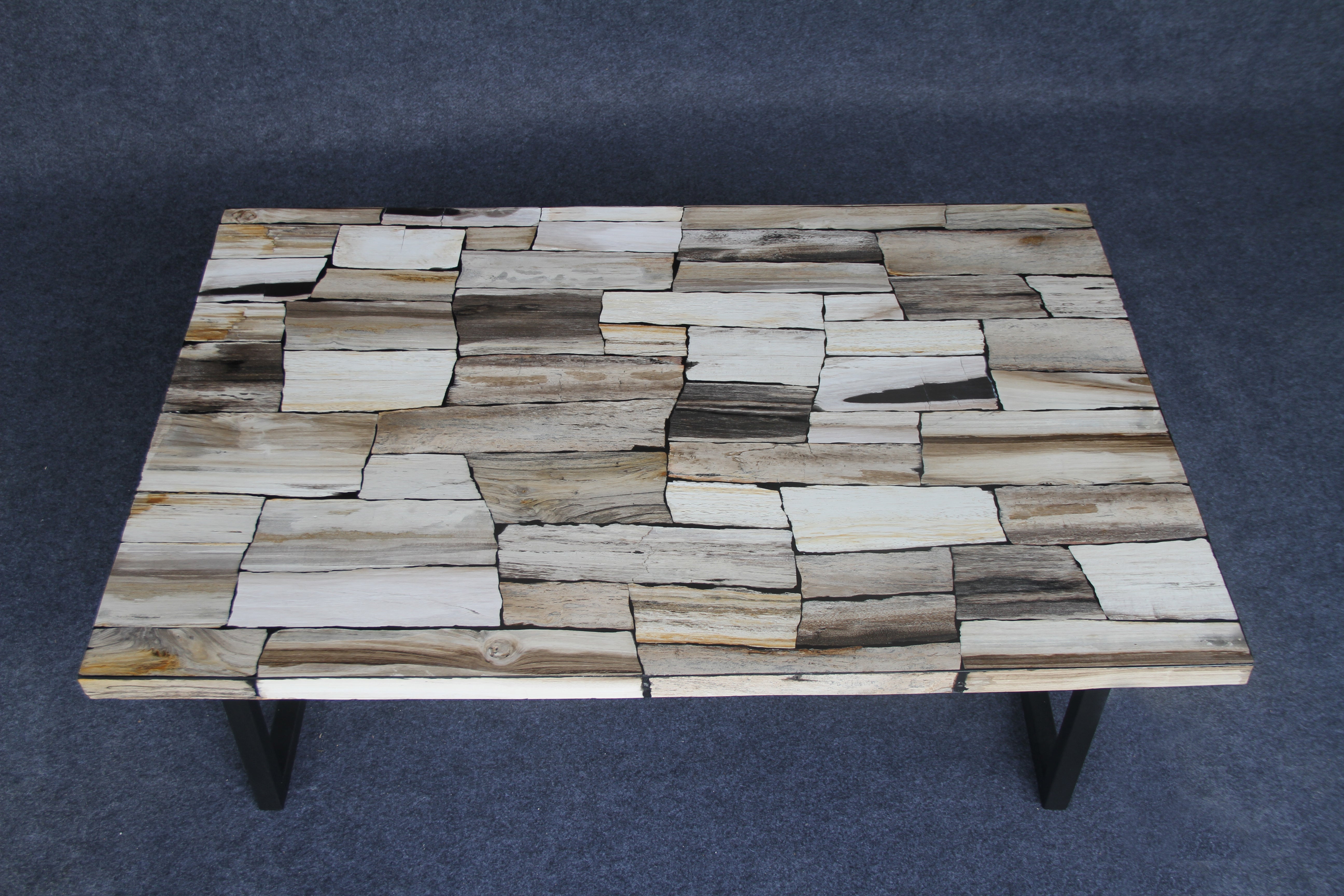 47" Brown Petrified Wood Mosaic Coffee Table