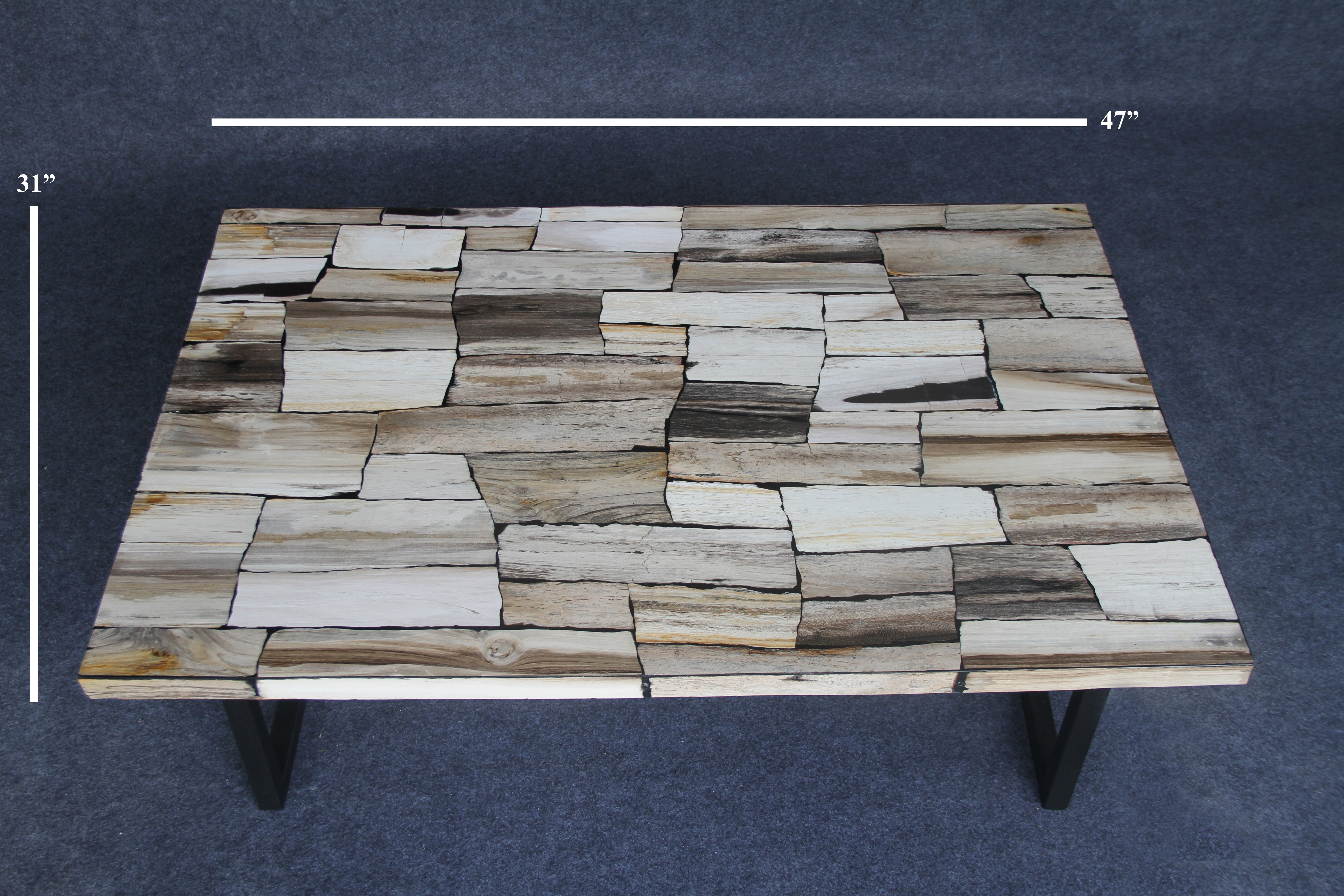 47" Brown Petrified Wood Mosaic Coffee Table