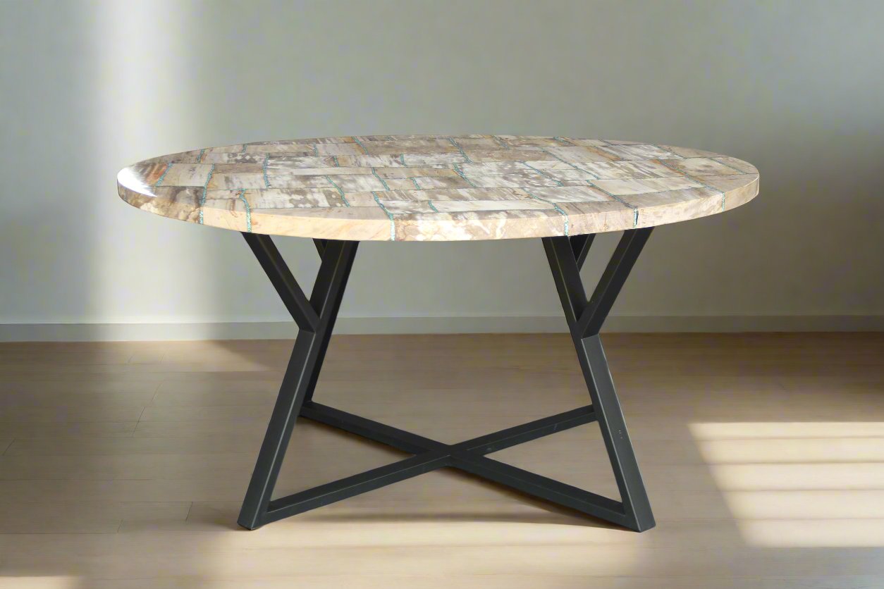 Petrified Wood Round Coffee 59" / 240 lbs