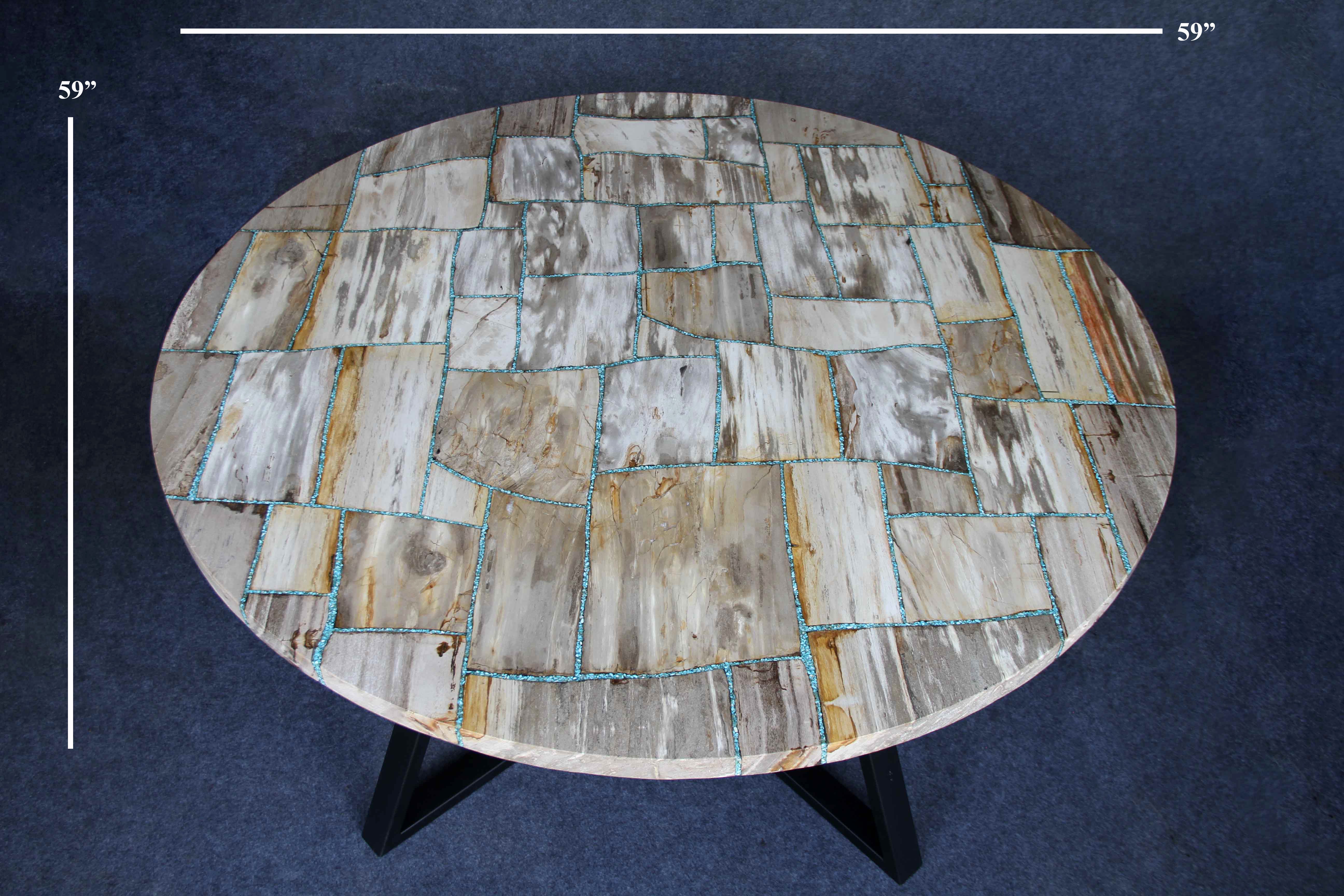 Petrified Wood Round Coffee 59" / 240 lbs