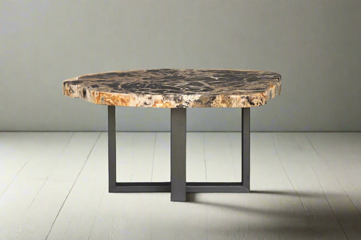 Petrified Wood Round Coffee 32" / 90 lbs