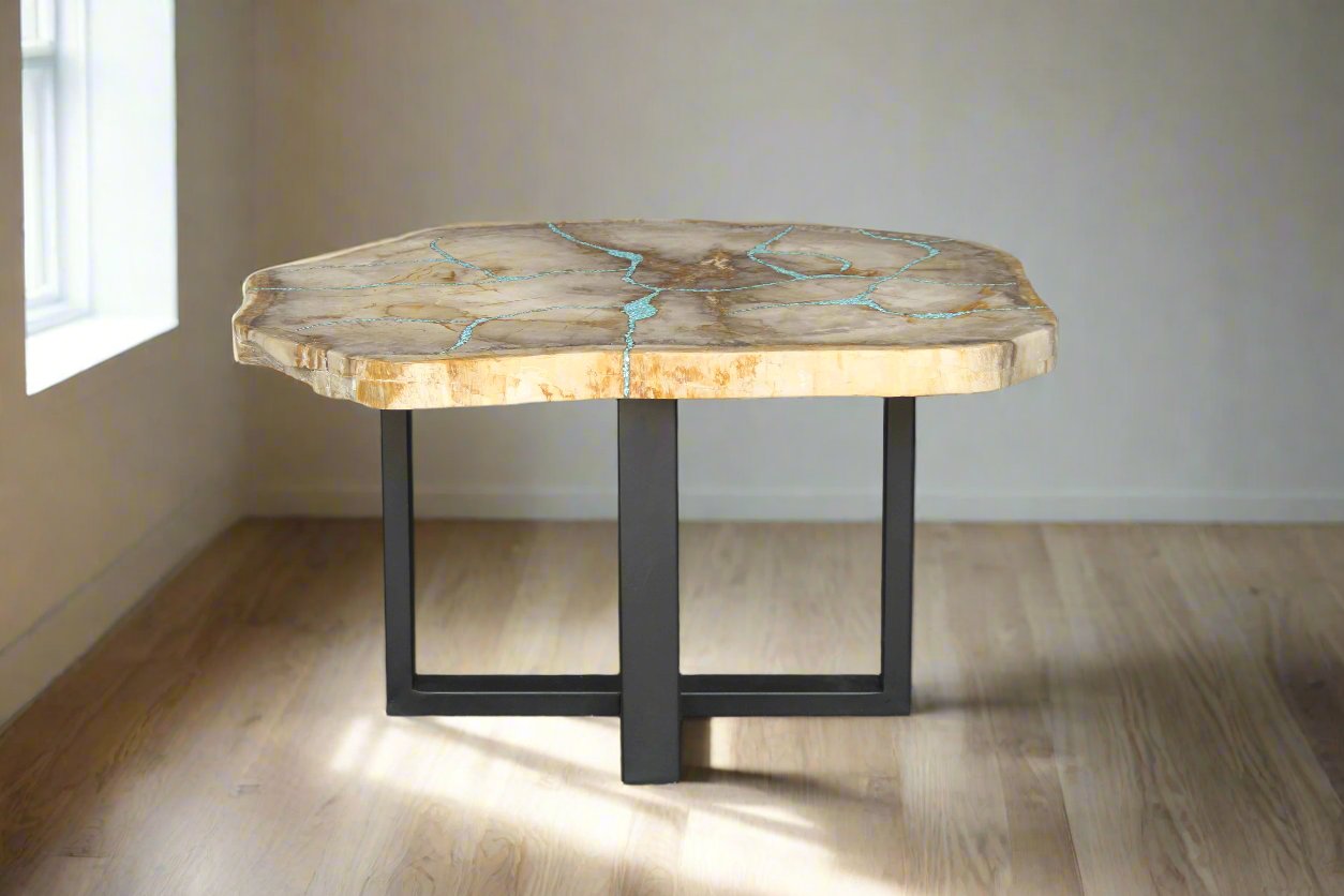 Petrified Wood Round Coffee 33" / 117 lbs