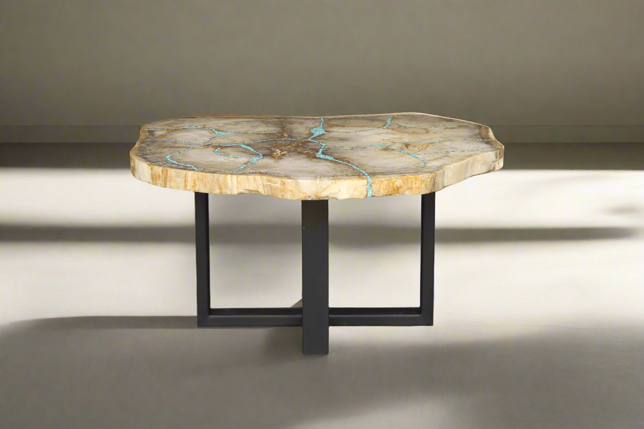 Petrified Wood Round Coffee 33" / 117 lbs