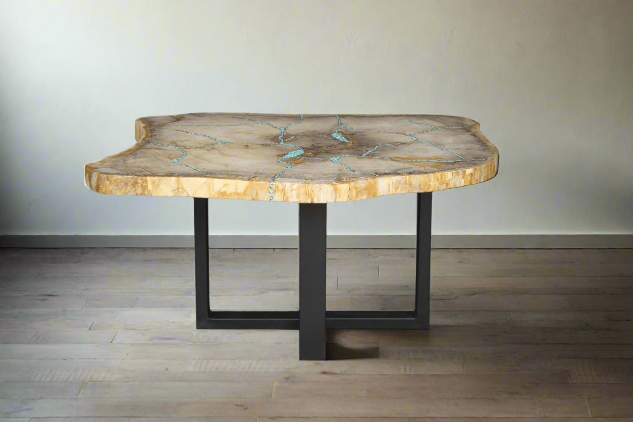 Petrified Wood Round Coffee 35" / 134 lbs