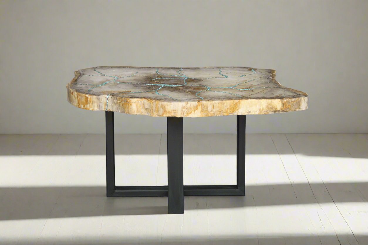 Petrified Wood Round Coffee 35" / 150 lbs