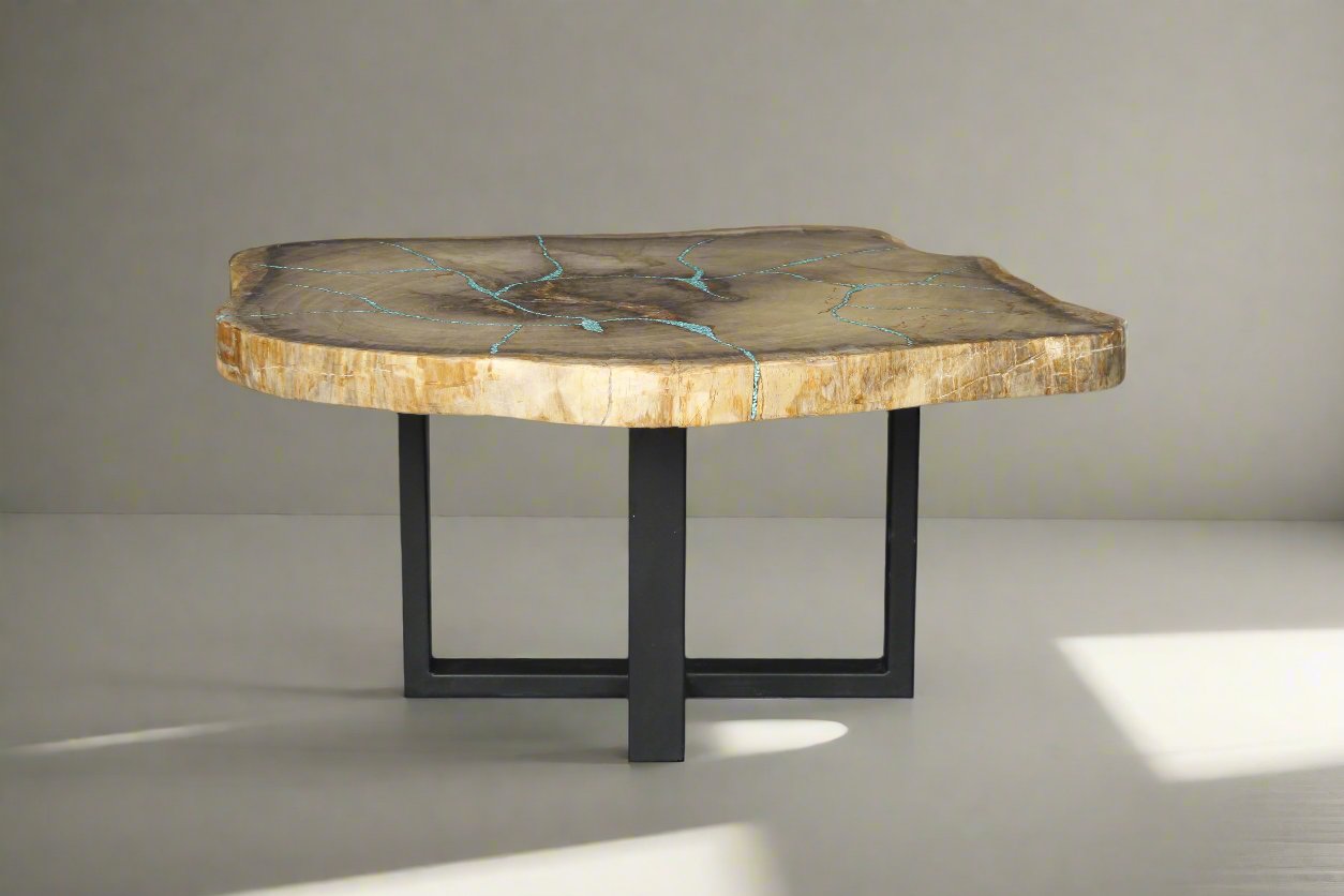 Petrified Wood Round Coffee 37" / 169 lbs