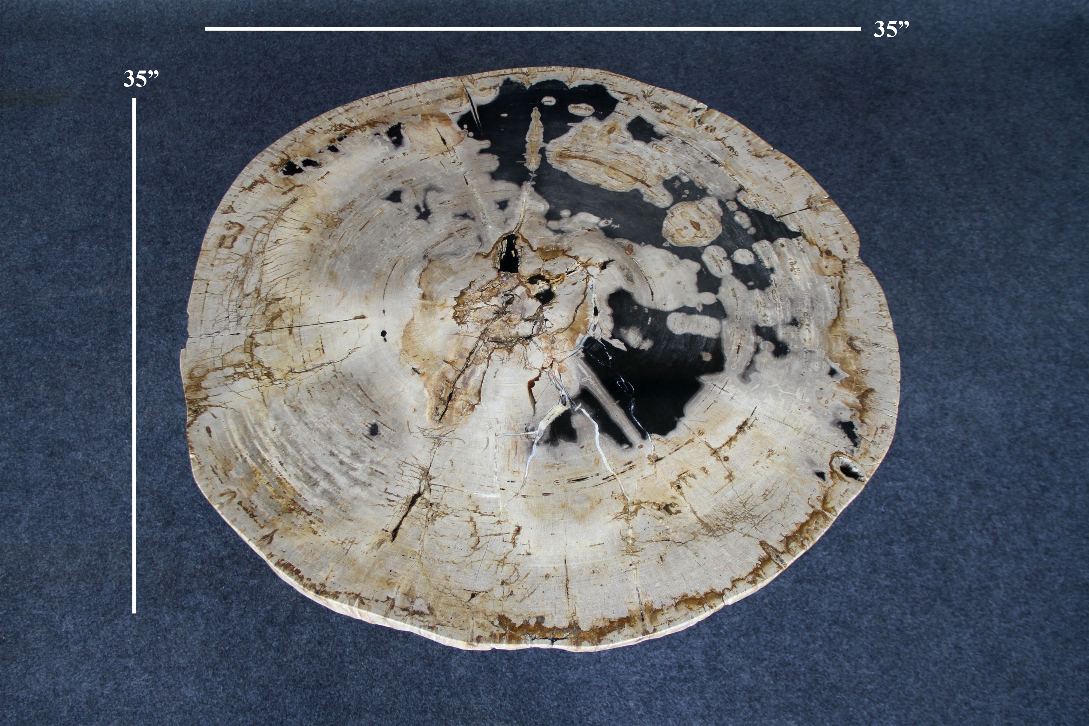 Petrified Wood Round Coffee 35" / 187 lbs