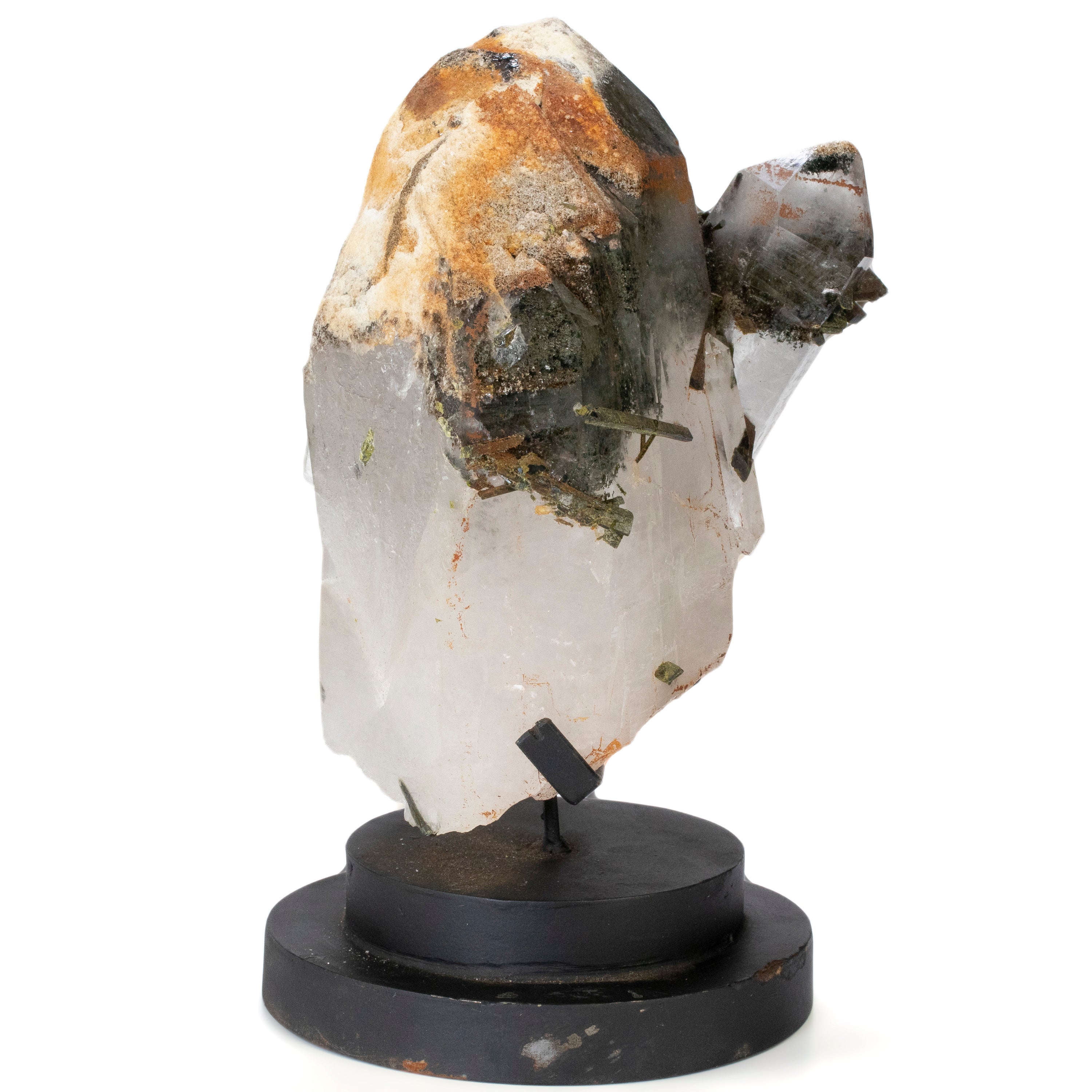 Quartz and Epidote Point from Brazil on Custom Stand - 10" / 7 lbs