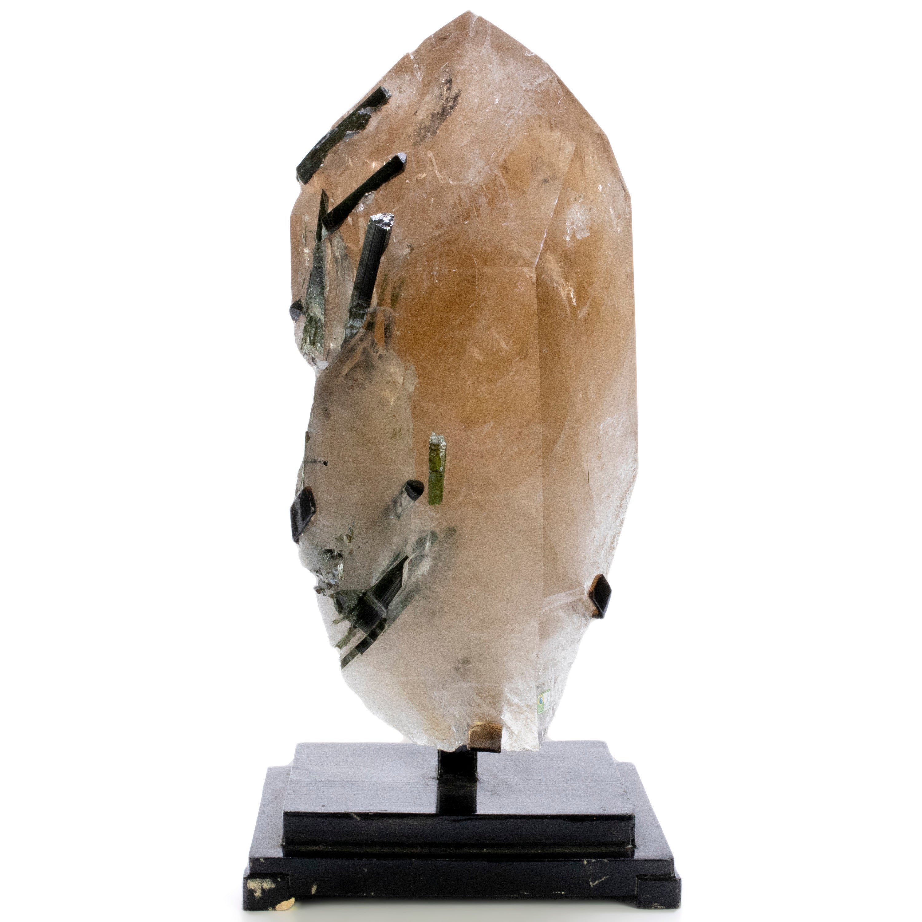 Brazilian Smoky Quartz Point with Green Tourmaline on Custom Stand - 18" / 24 lbs