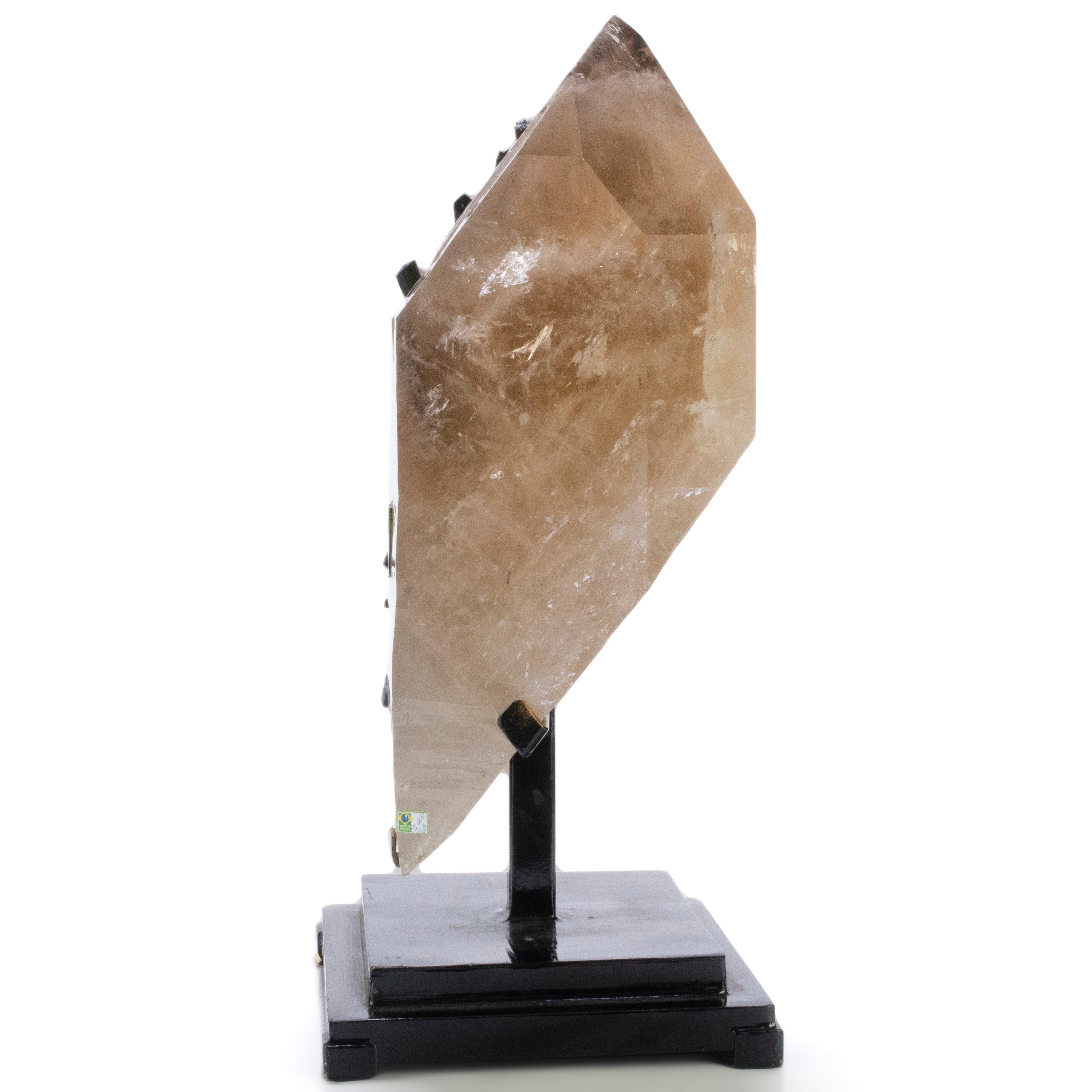 Brazilian Smoky Quartz Point with Green Tourmaline on Custom Stand - 18" / 24 lbs