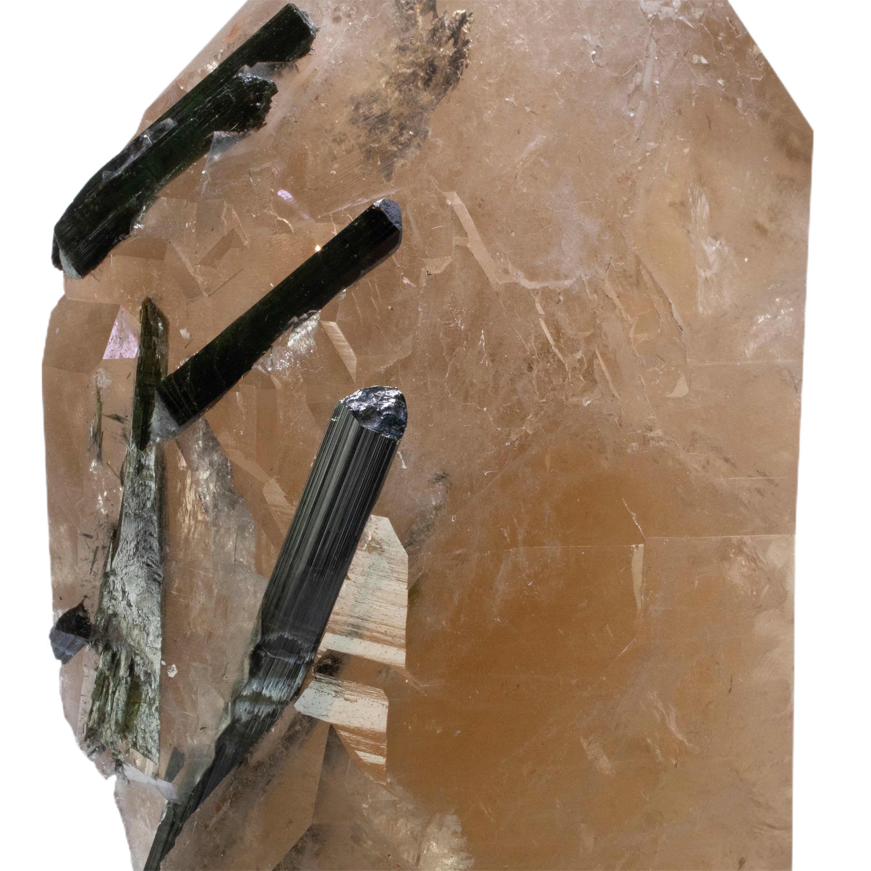 Brazilian Smoky Quartz Point with Green Tourmaline on Custom Stand - 18" / 24 lbs