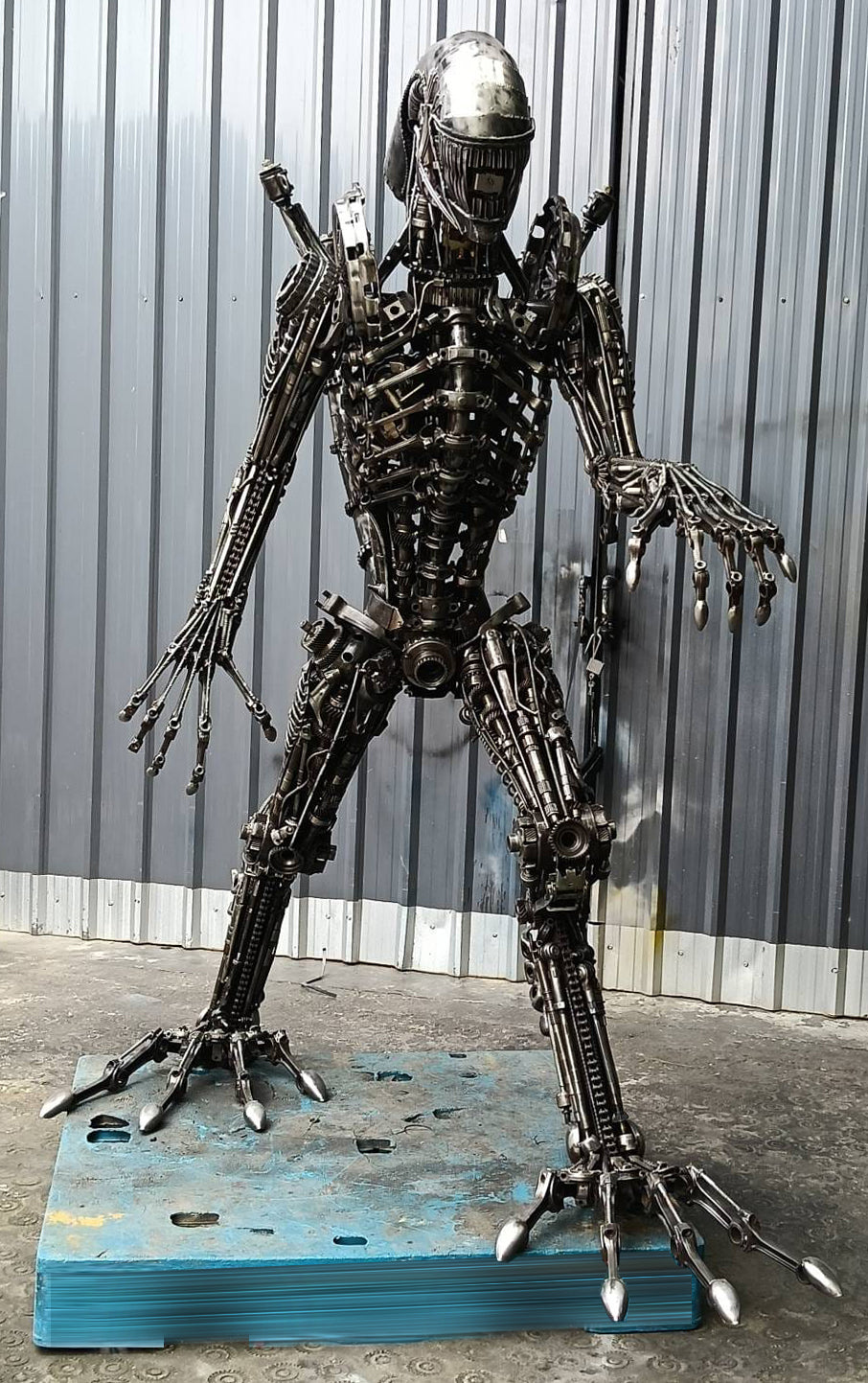 79" Alien Inspired Recycled Metal Art Sculpture