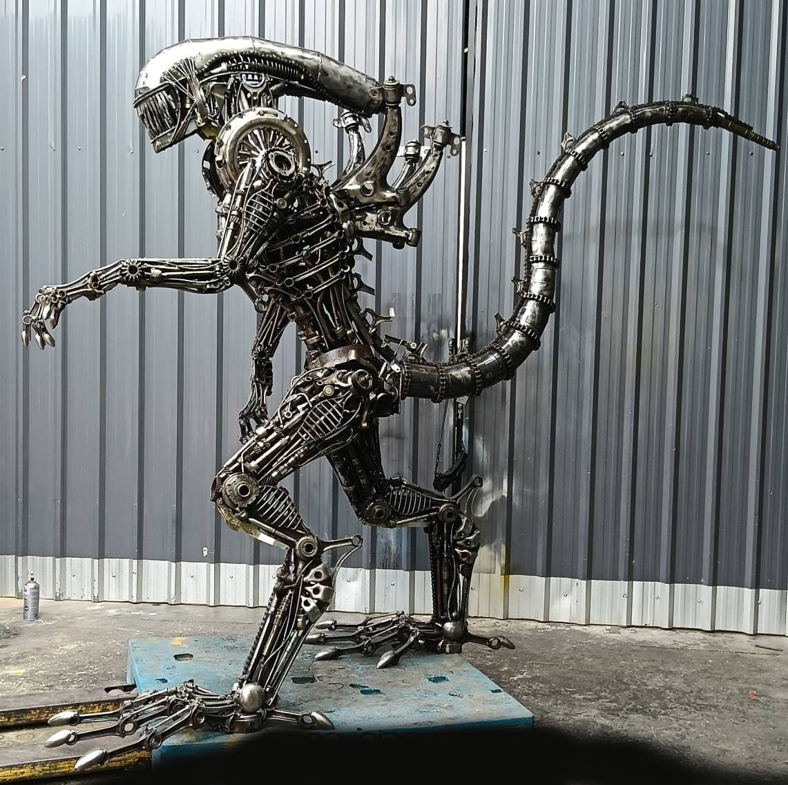 79" Alien Inspired Recycled Metal Art Sculpture