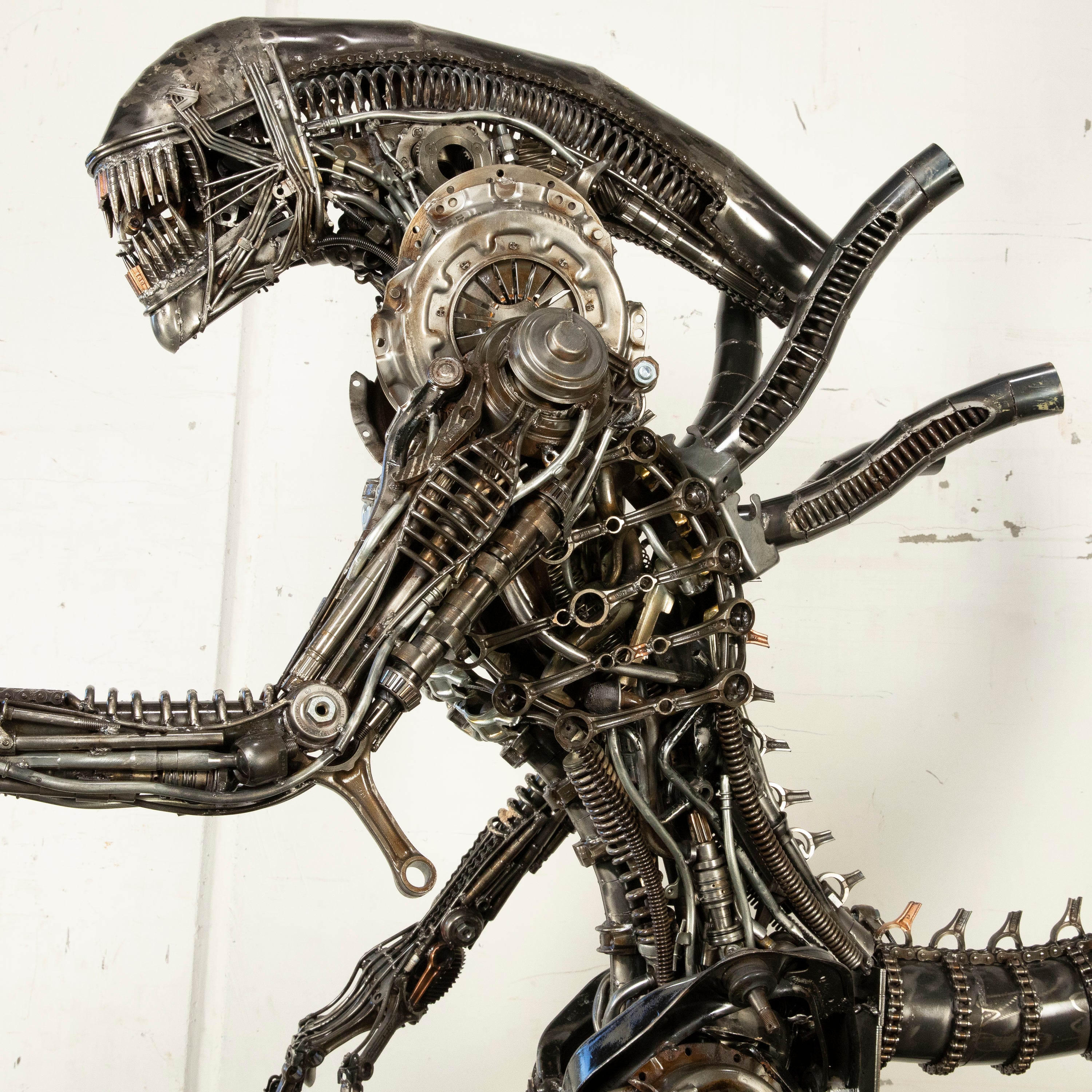 91" Alien Inspired Recycled Metal Art Sculpture