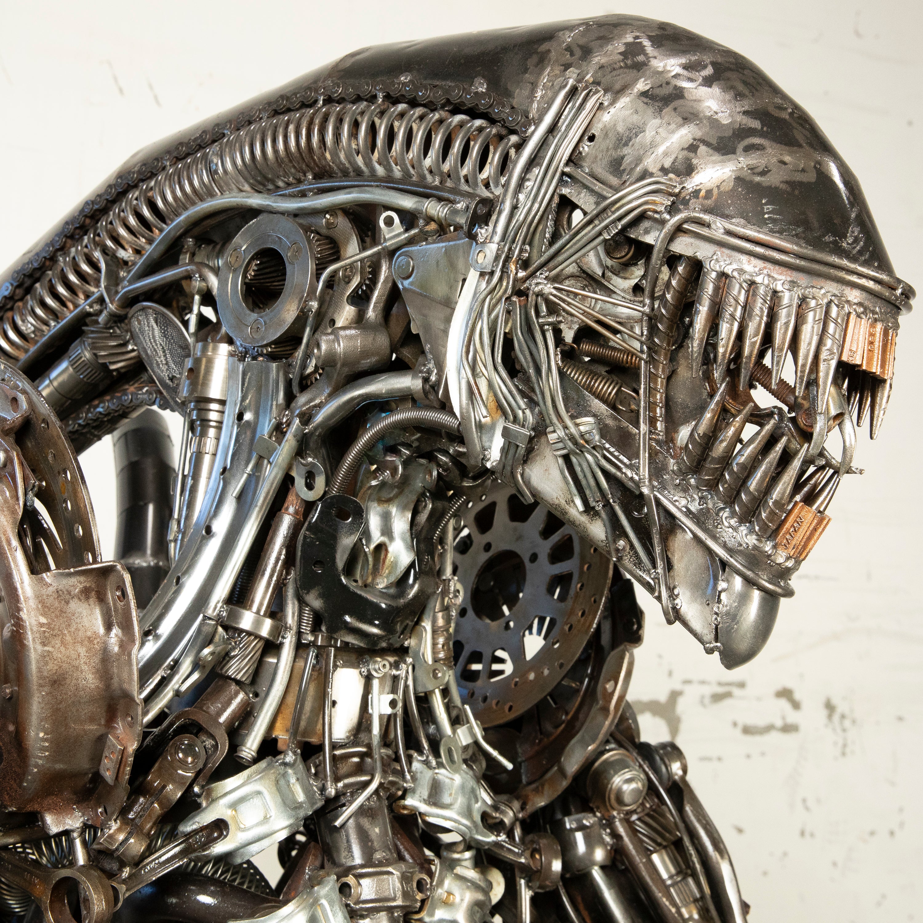 91" Alien Inspired Recycled Metal Art Sculpture