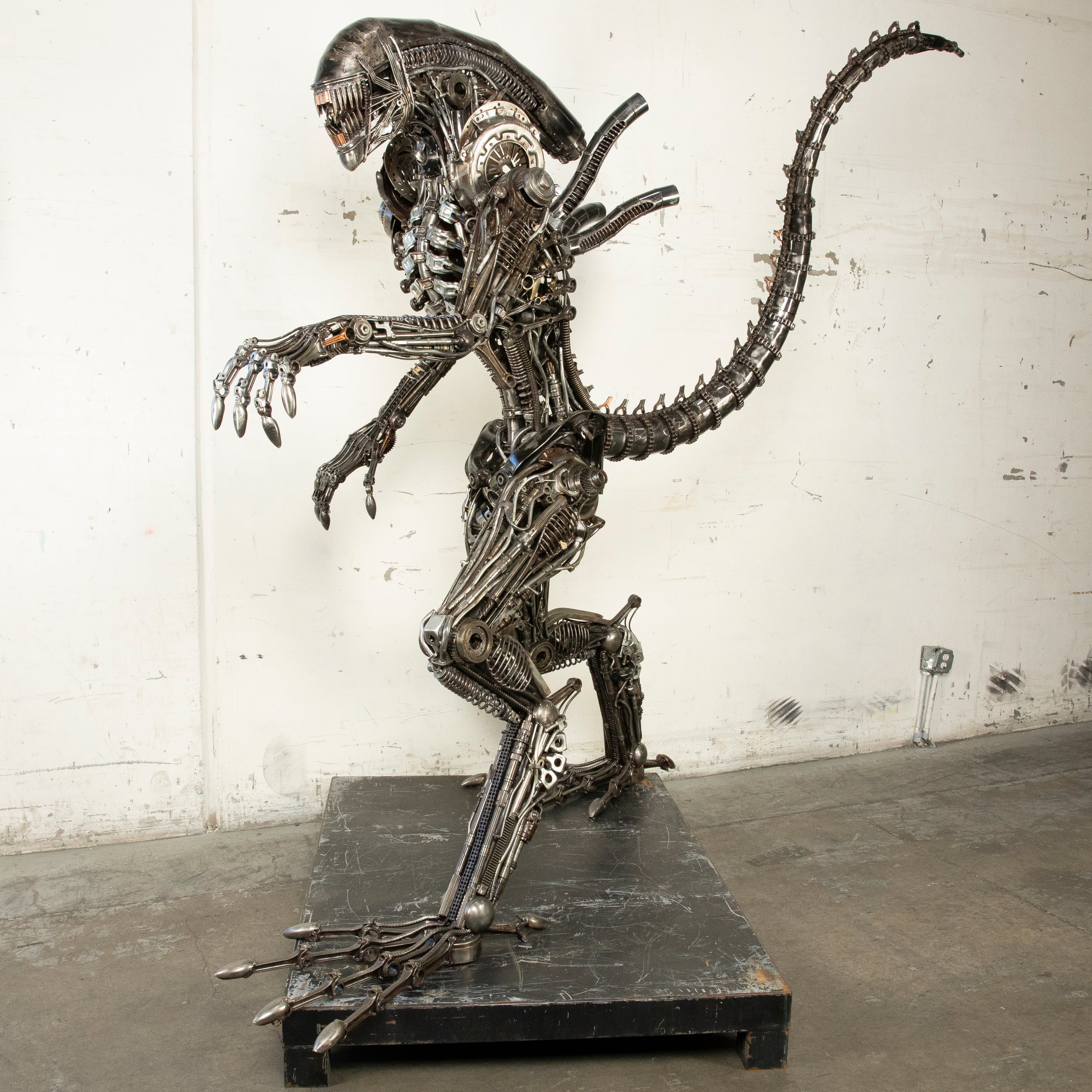 91" Alien Inspired Recycled Metal Art Sculpture