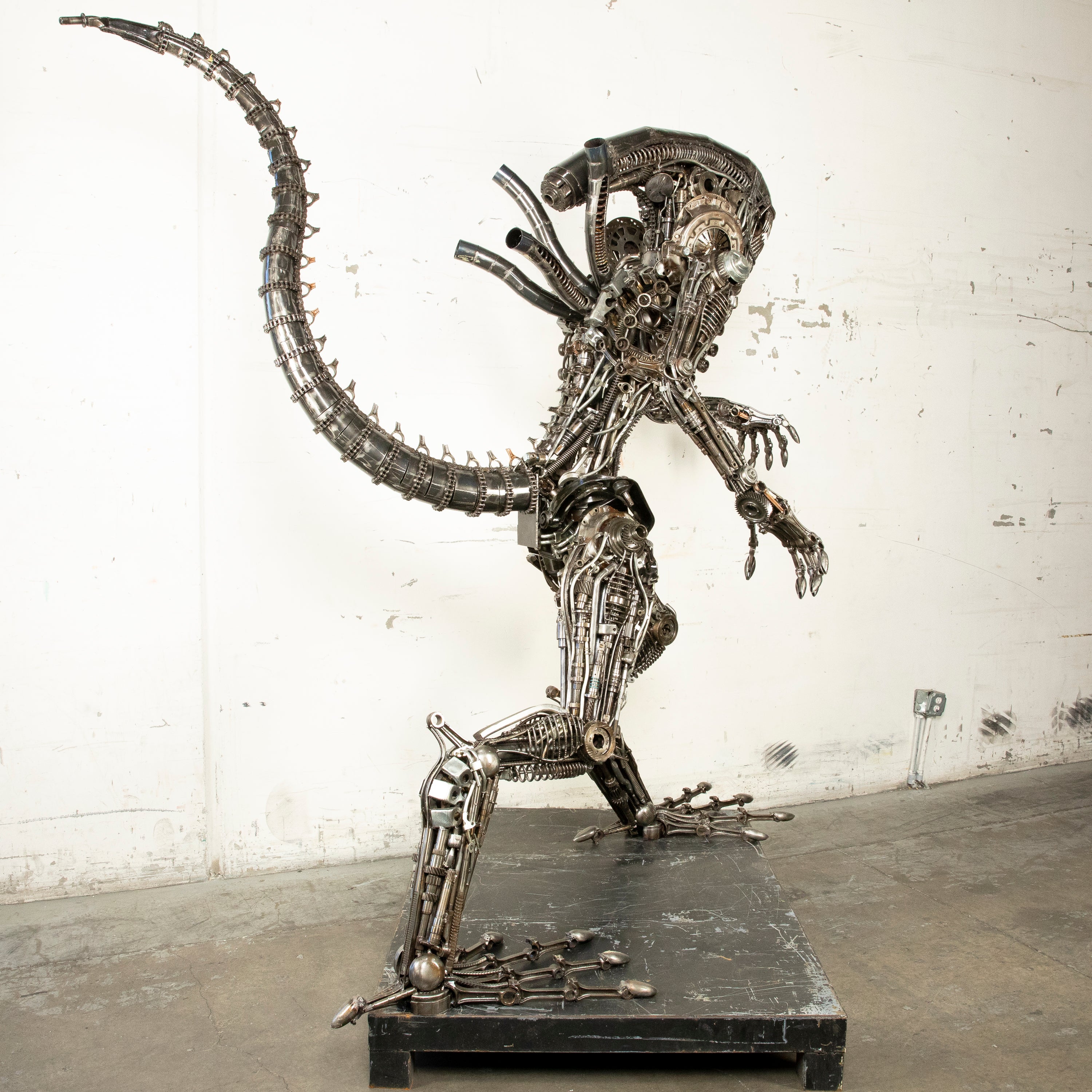 91" Alien Inspired Recycled Metal Art Sculpture