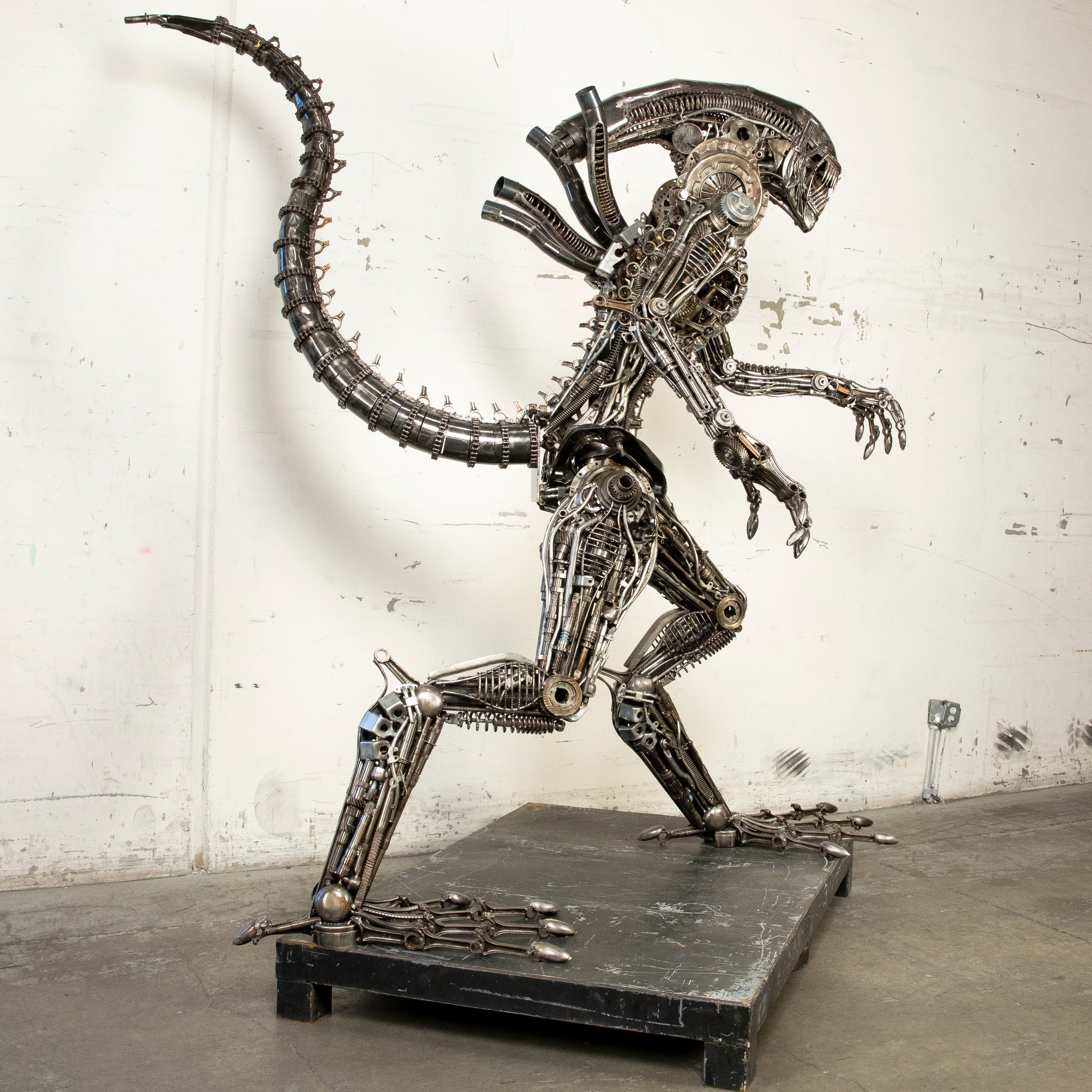 91" Alien Inspired Recycled Metal Art Sculpture