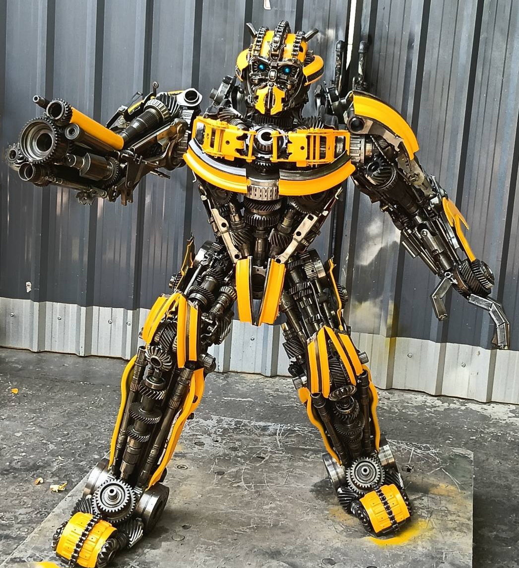 55" Bumblebee Inspired Recycled Metal Art Sculpture