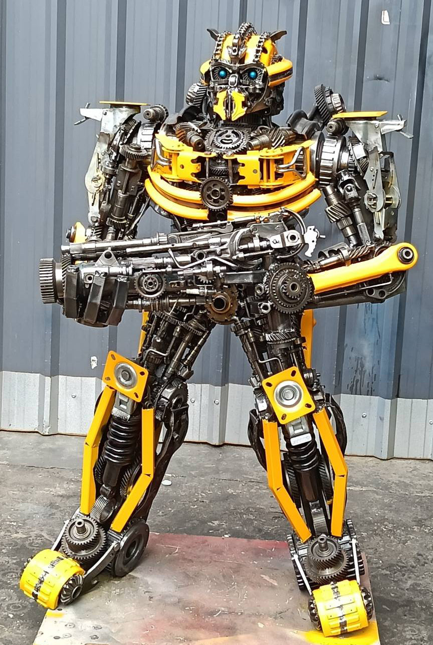 55" Bumblebee Inspired Recycled Metal Art Sculpture