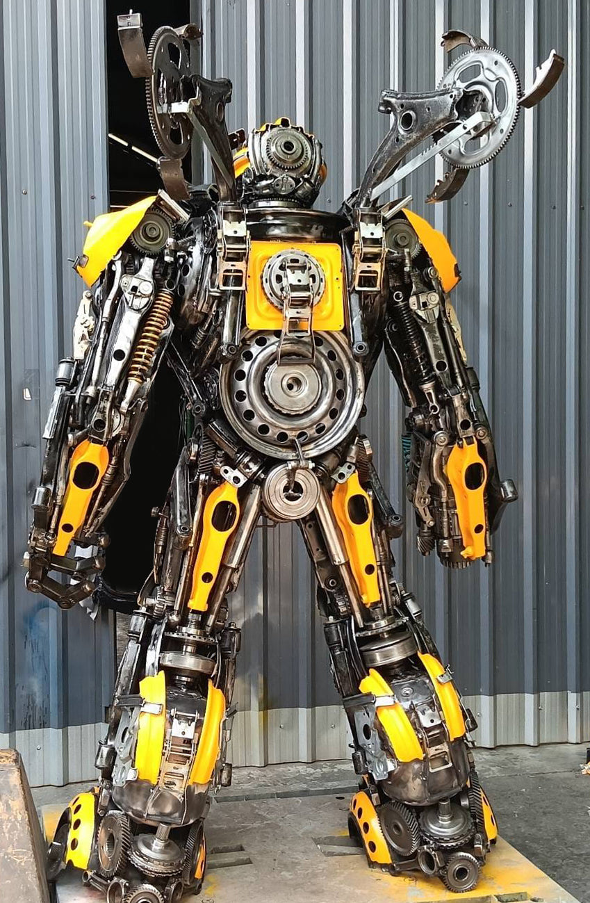 79" Bumblebee Inspired Recycled Metal Art Sculpture