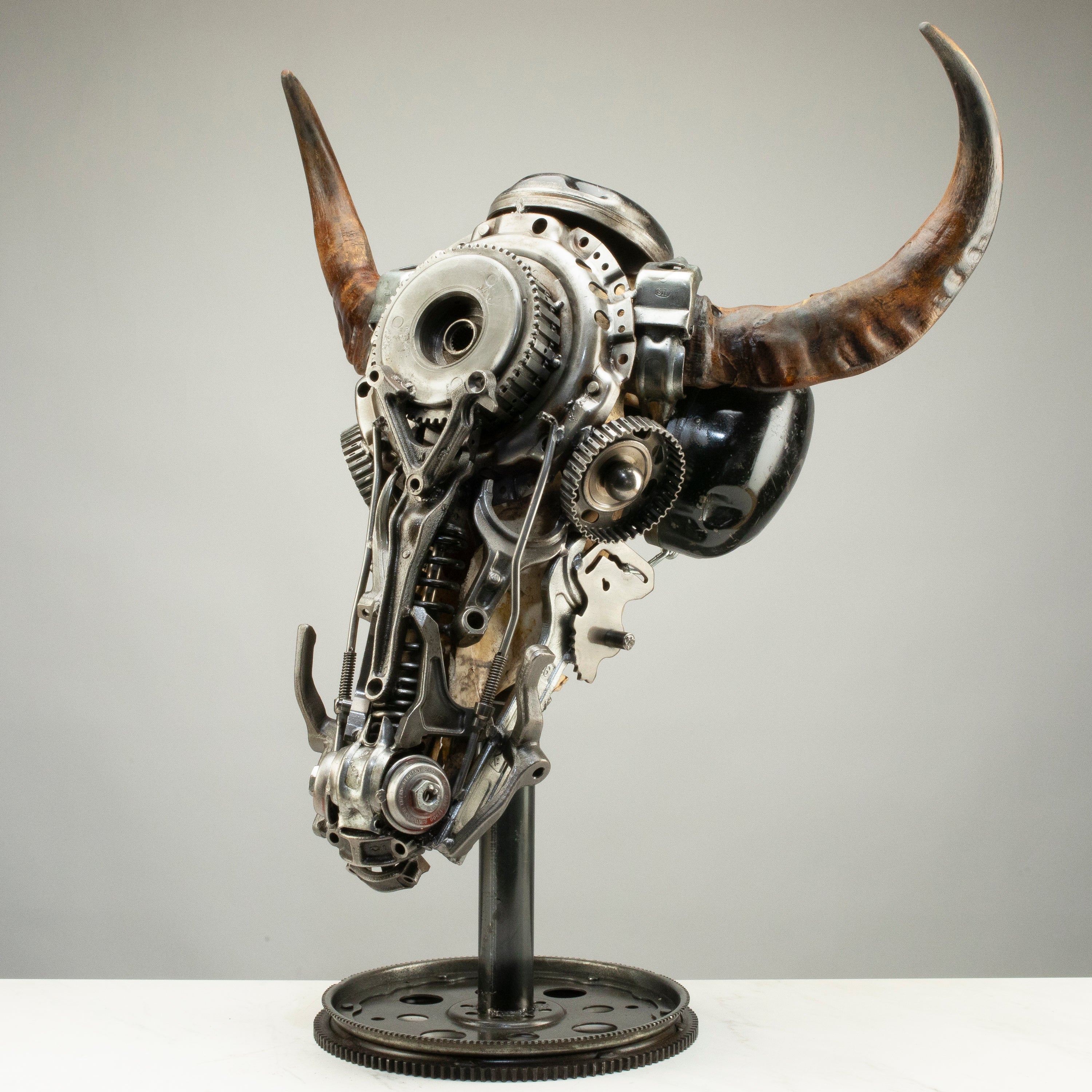 Bull Skull Recycled Metal Art Sculpture