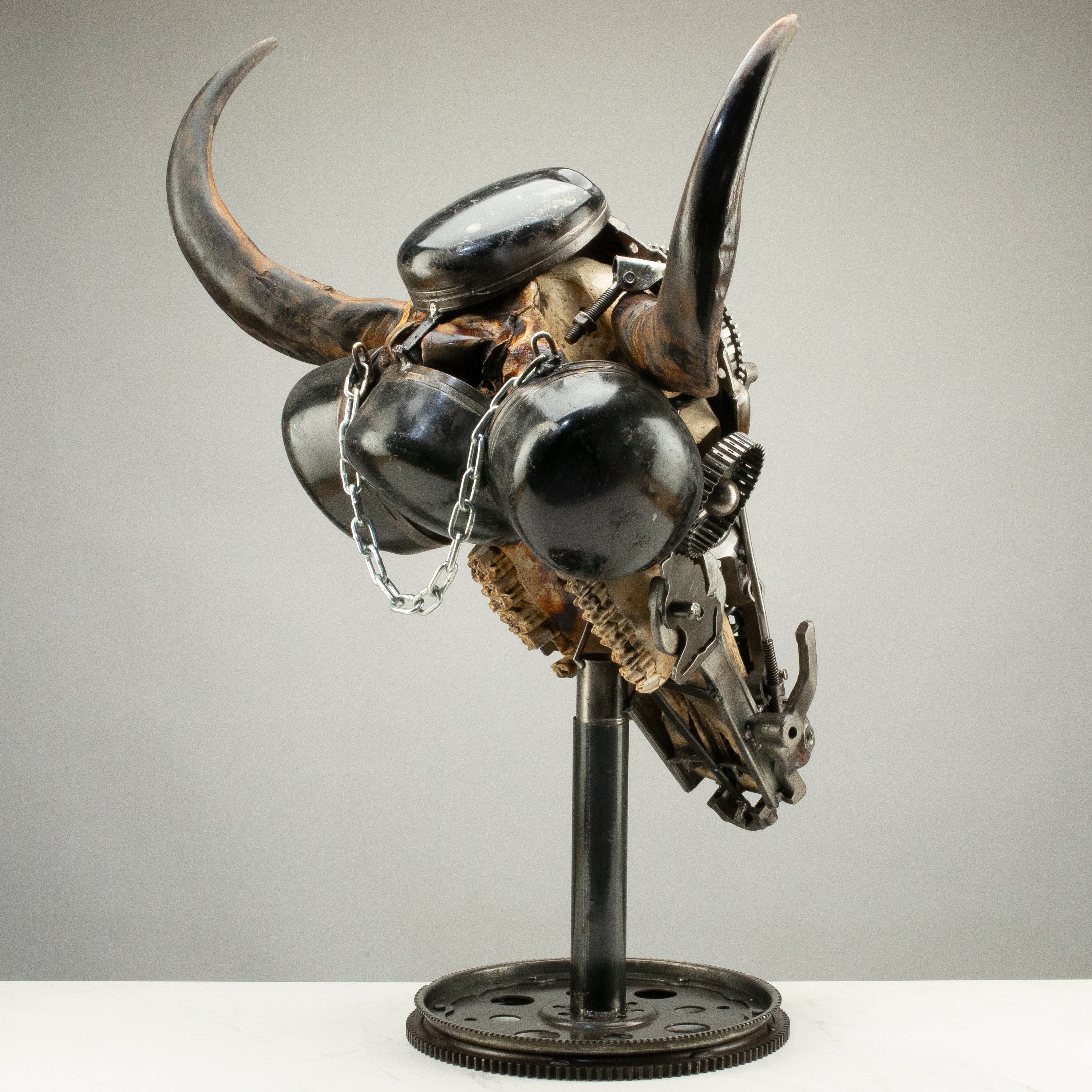 Bull Skull Recycled Metal Art Sculpture