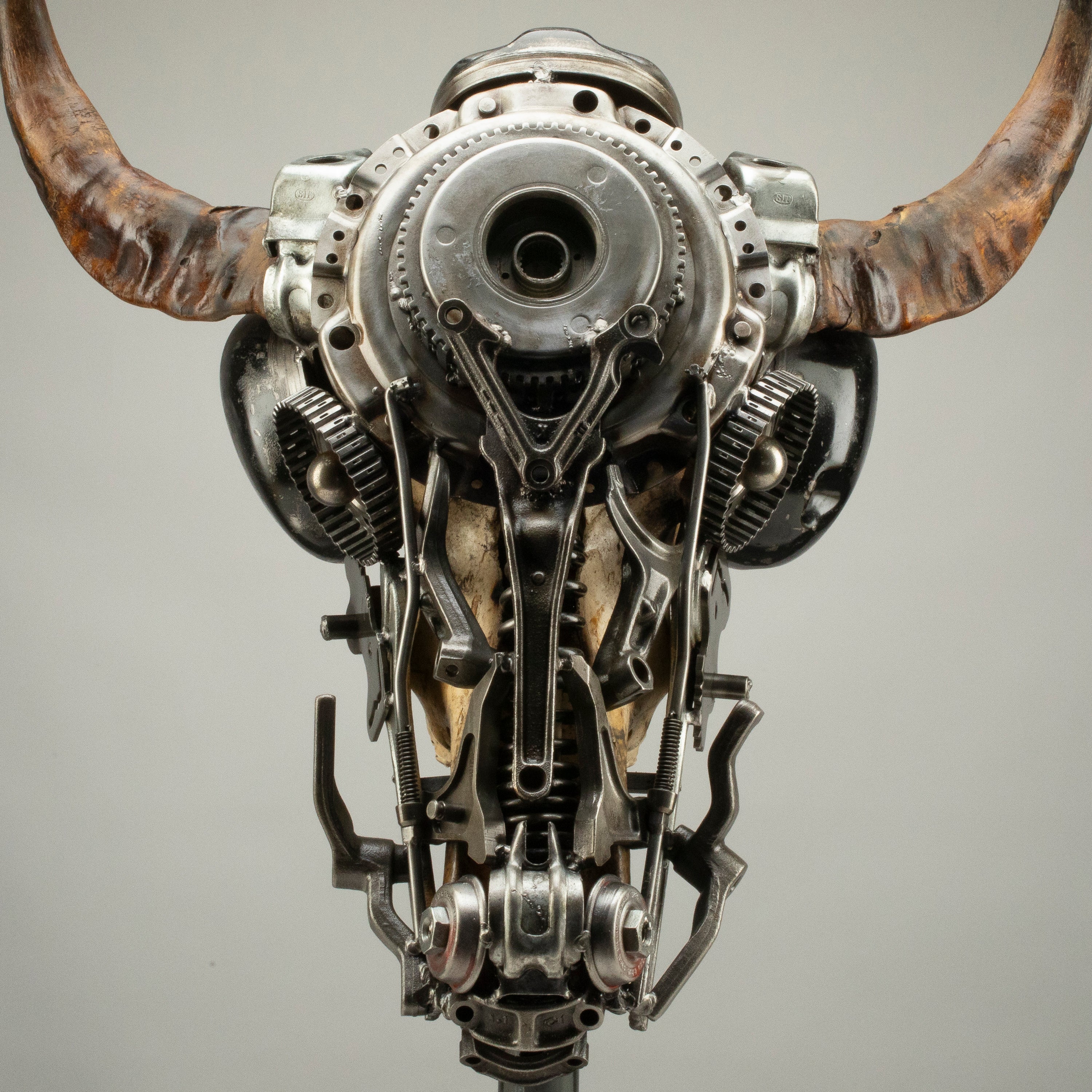 Bull Skull Recycled Metal Art Sculpture