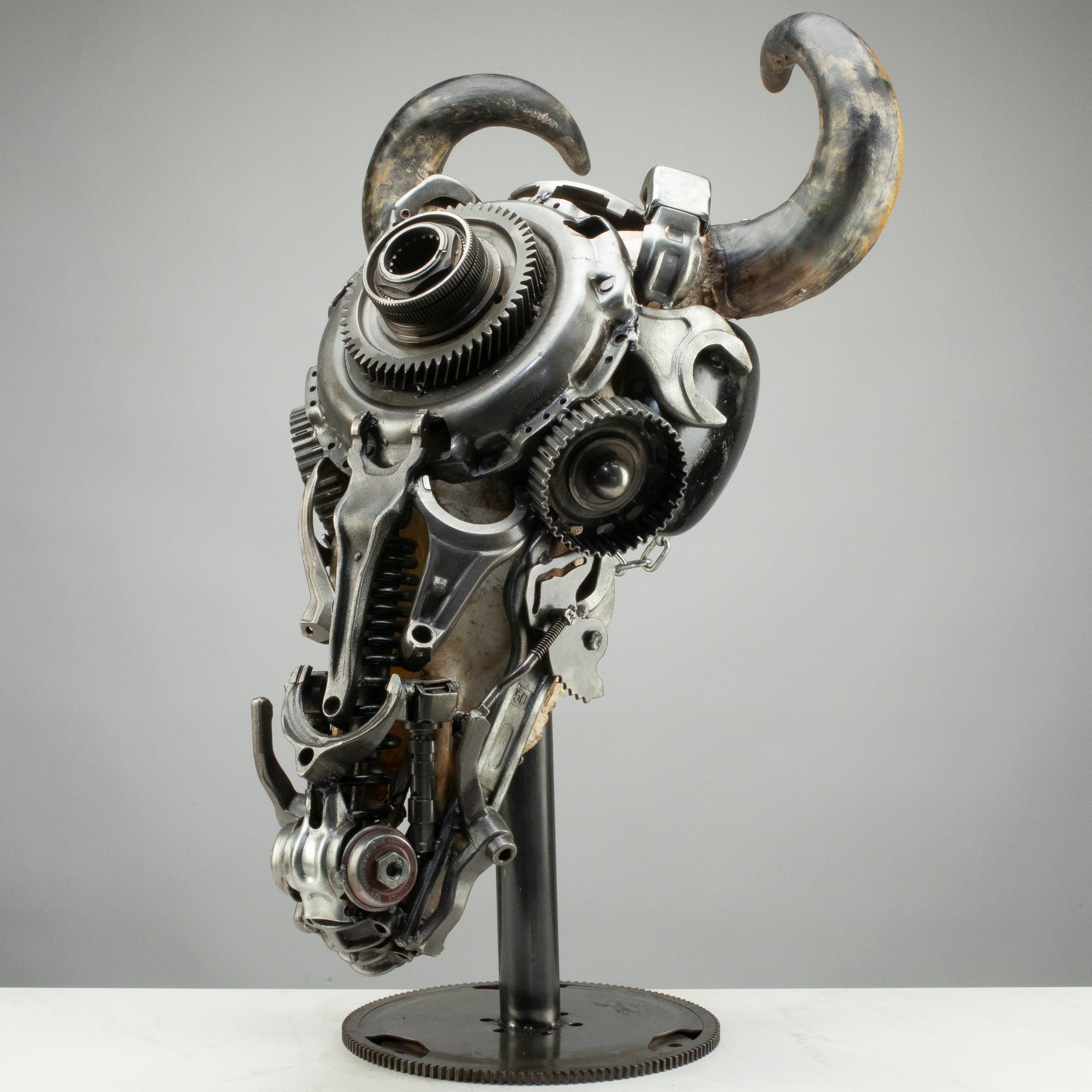 Bull Skull Recycled Metal Art Sculpture