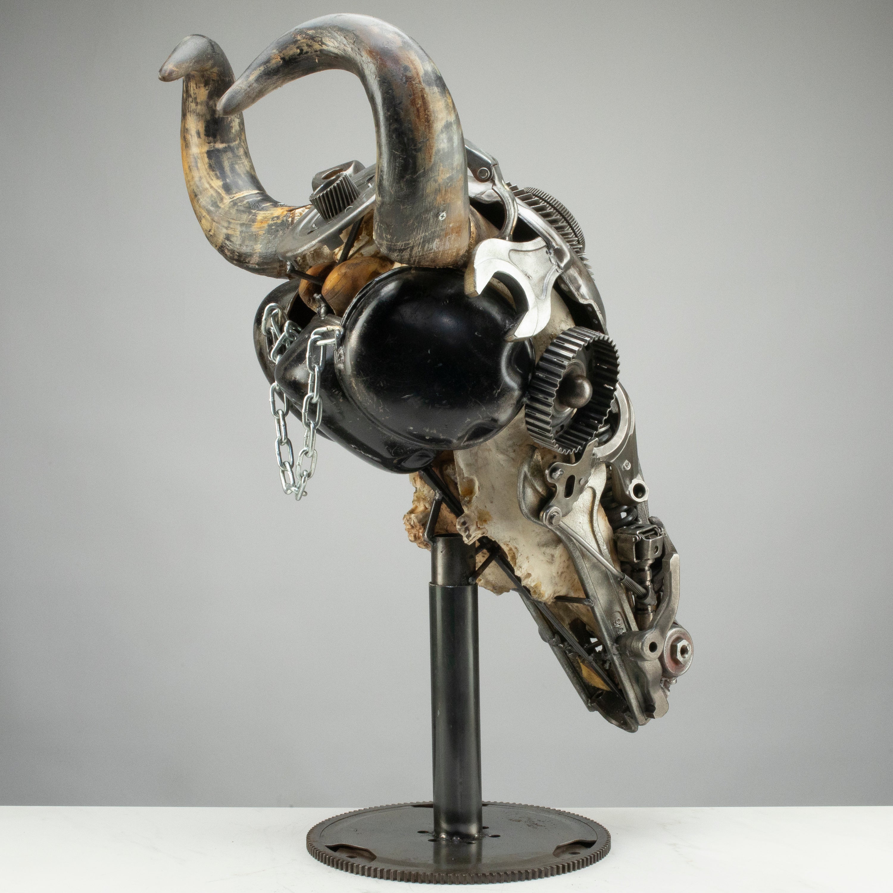 Bull Skull Recycled Metal Art Sculpture