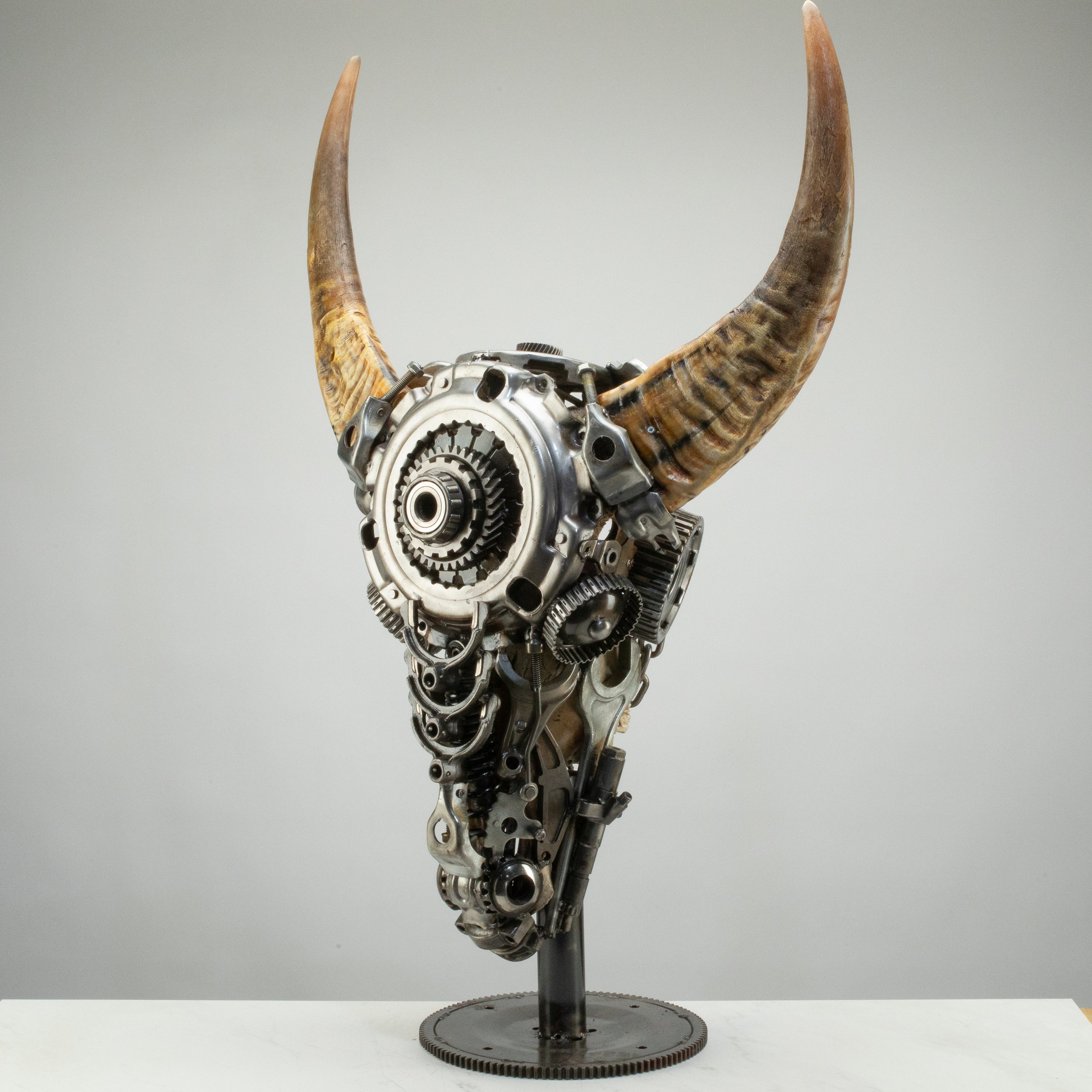 Bull Skull Recycled Metal Art Sculpture