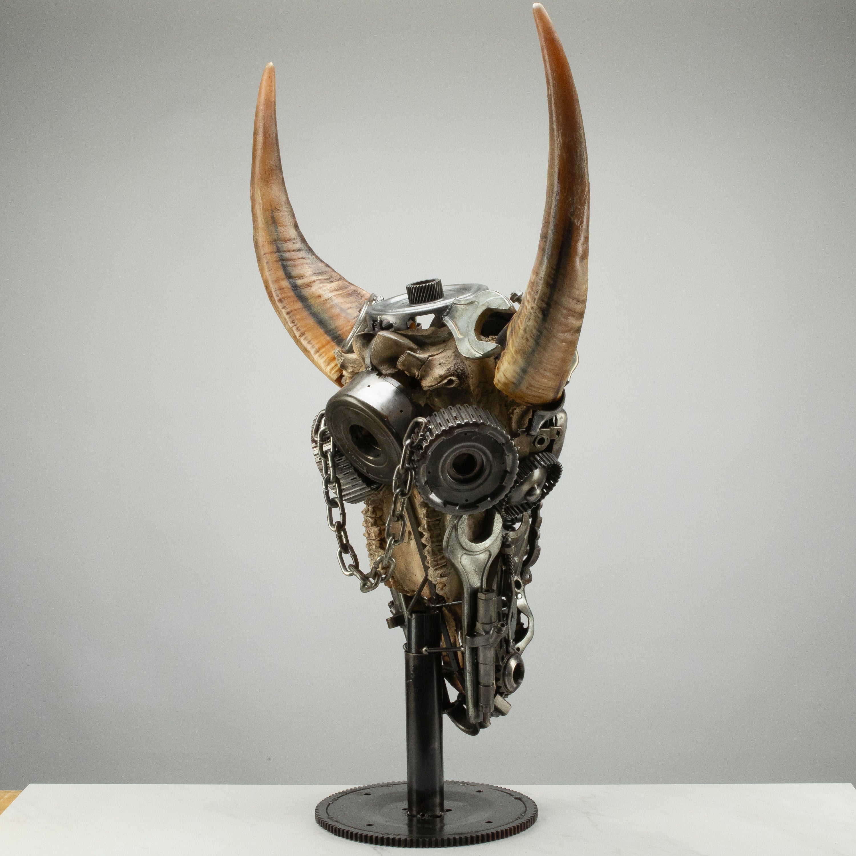 Bull Skull Recycled Metal Art Sculpture