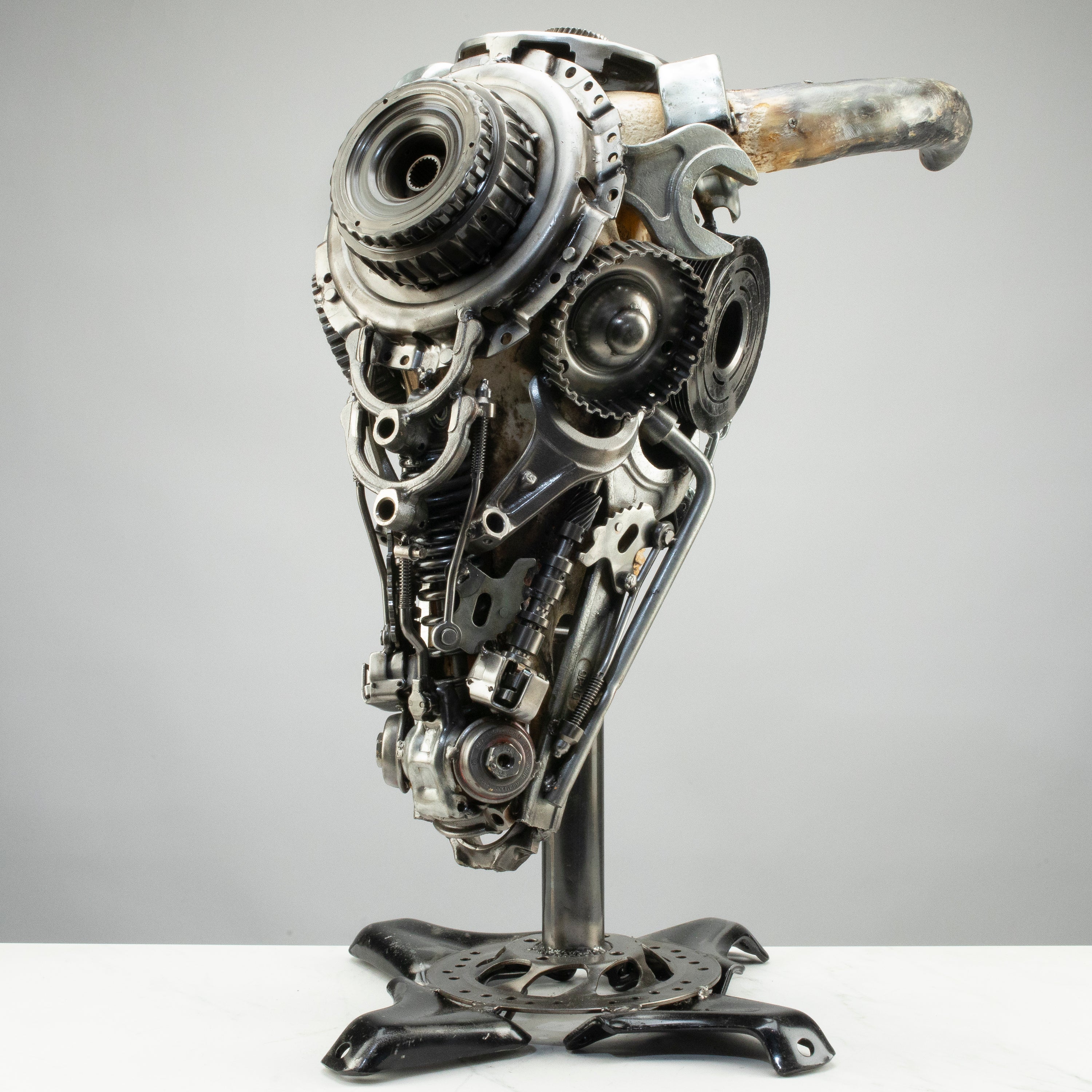 Bull Skull Recycled Metal Art Sculpture